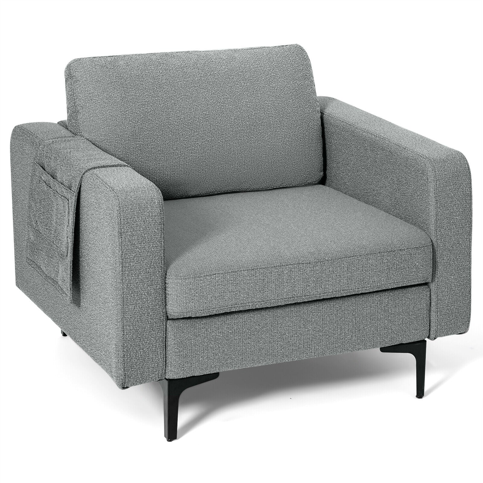 Convertible Sectional Sofa, 1-Seat, With Reversible Ottoman, Gray - Image 4