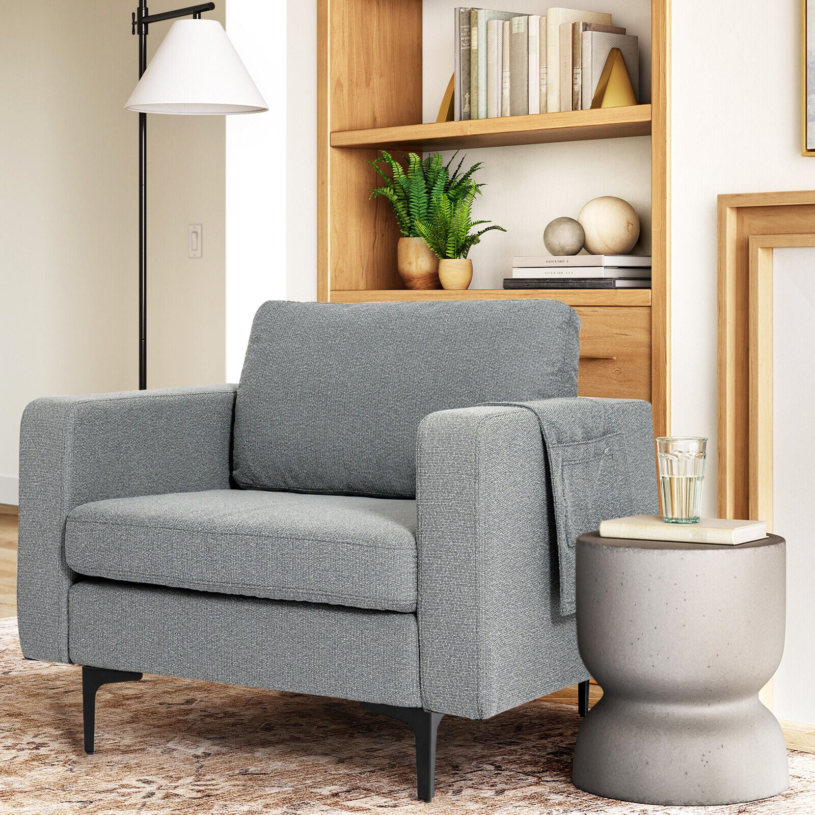 Convertible Sectional Sofa, 1-Seat, With Reversible Ottoman, Gray - Image 8