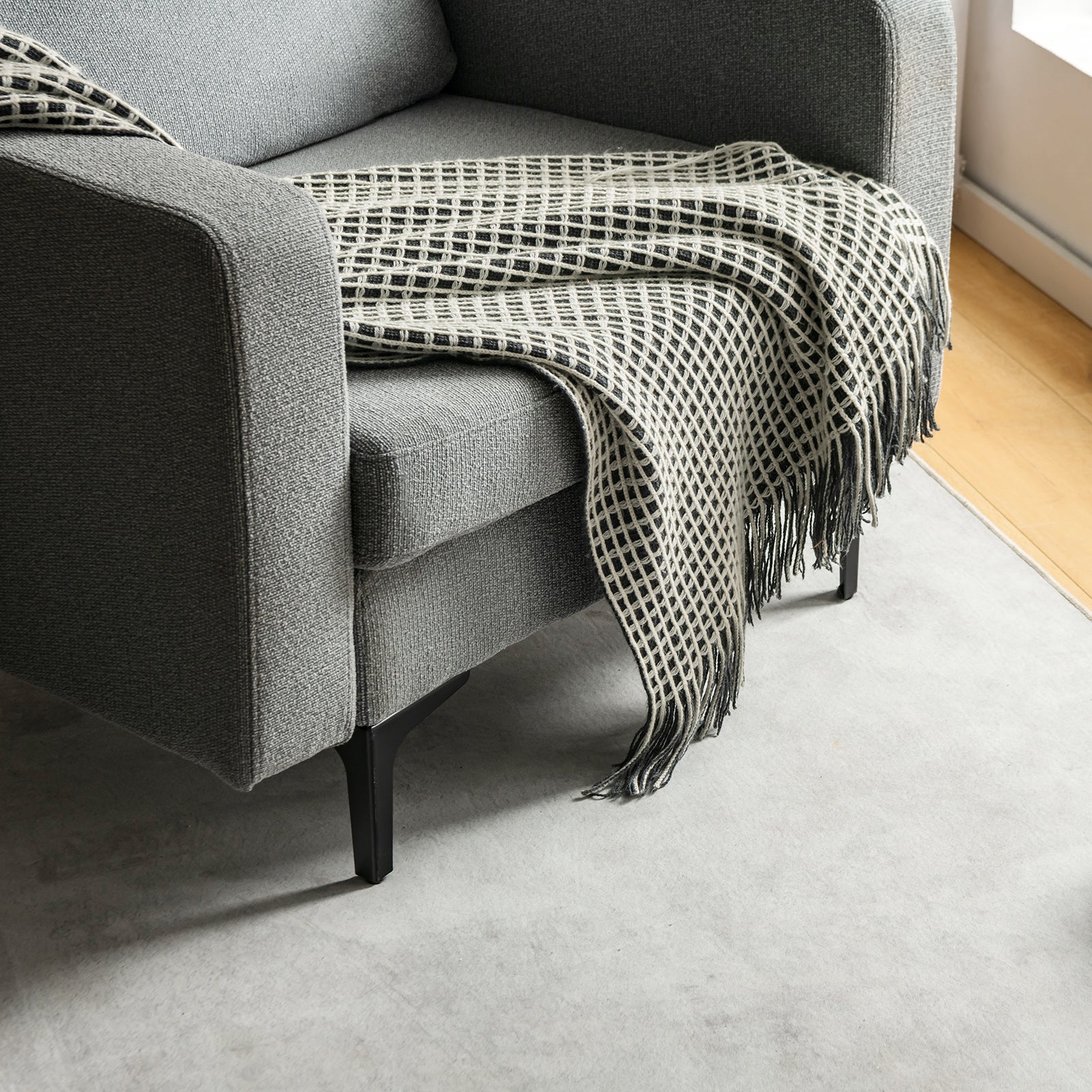 Convertible Sectional Sofa, 1-Seat, With Reversible Ottoman, Gray - Image 9