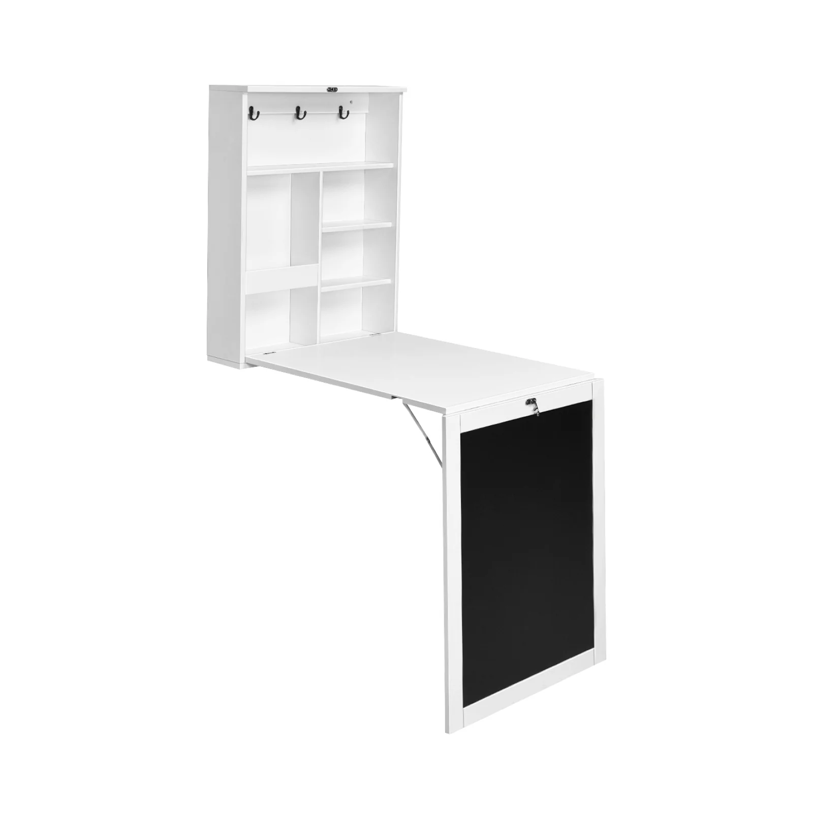 Convertible Wall Mounted Table With Chalkboard, White - Image 4