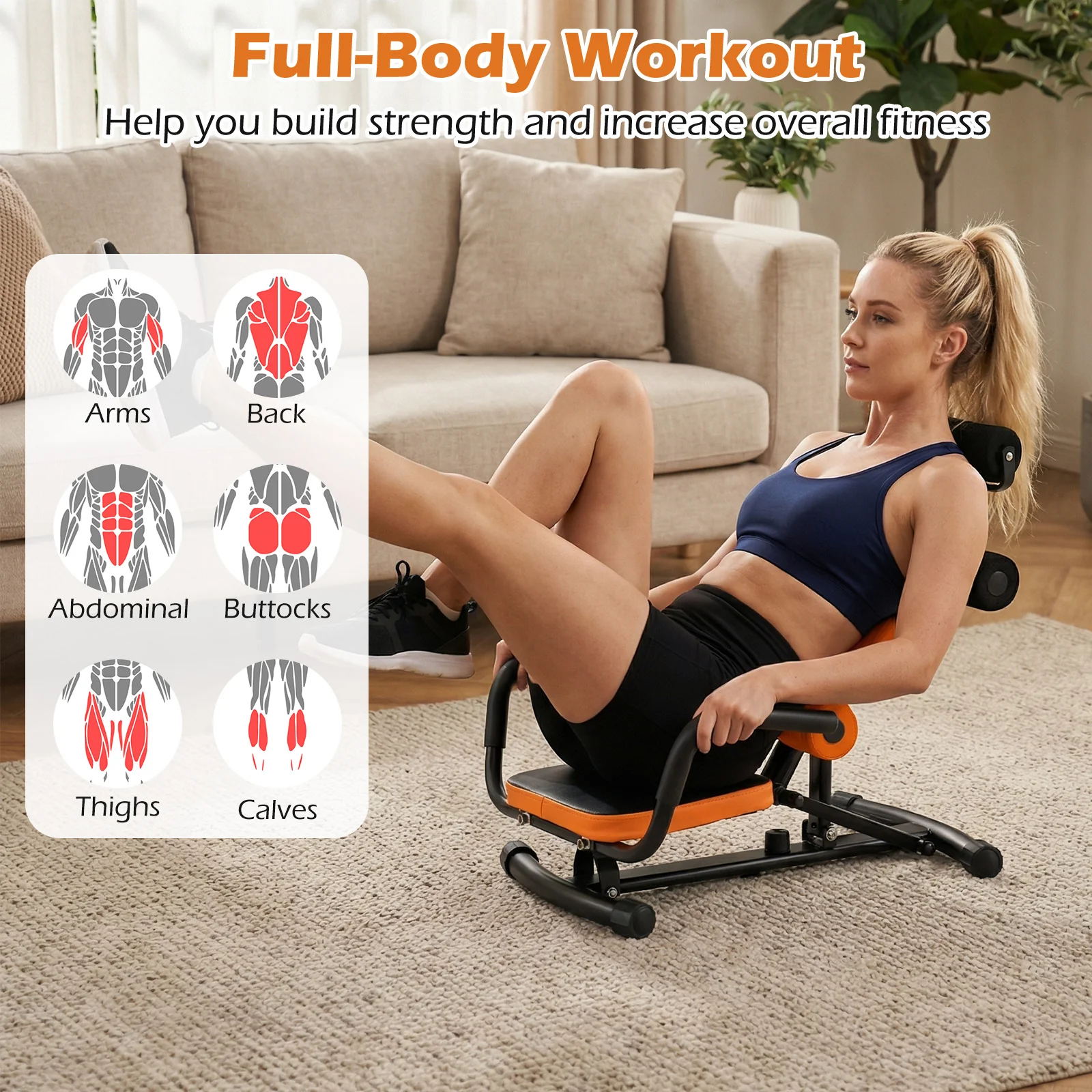 Core Fitness Abdominal Trainer Crunch Exercise Bench Machine, Black - Image 10