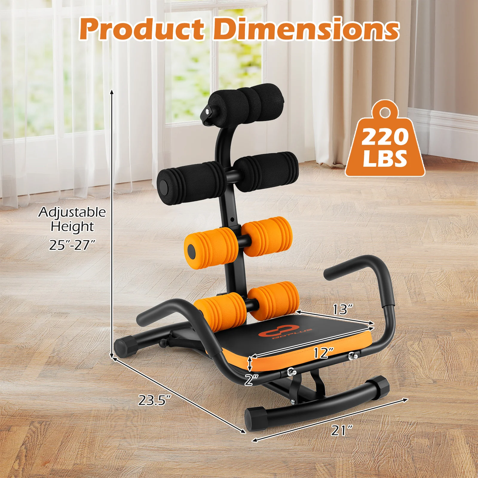 Core Fitness Abdominal Trainer Crunch Exercise Bench Machine, Black - Image 5