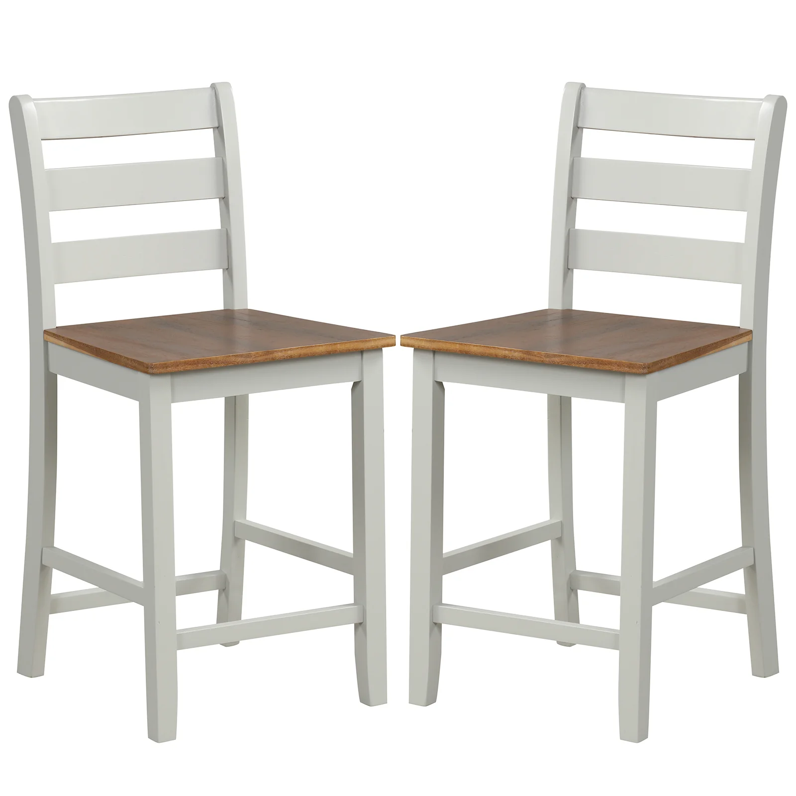 Counter Bar Stool Set, 2, Inclined Backrest, Footrest, Gray - Image 4