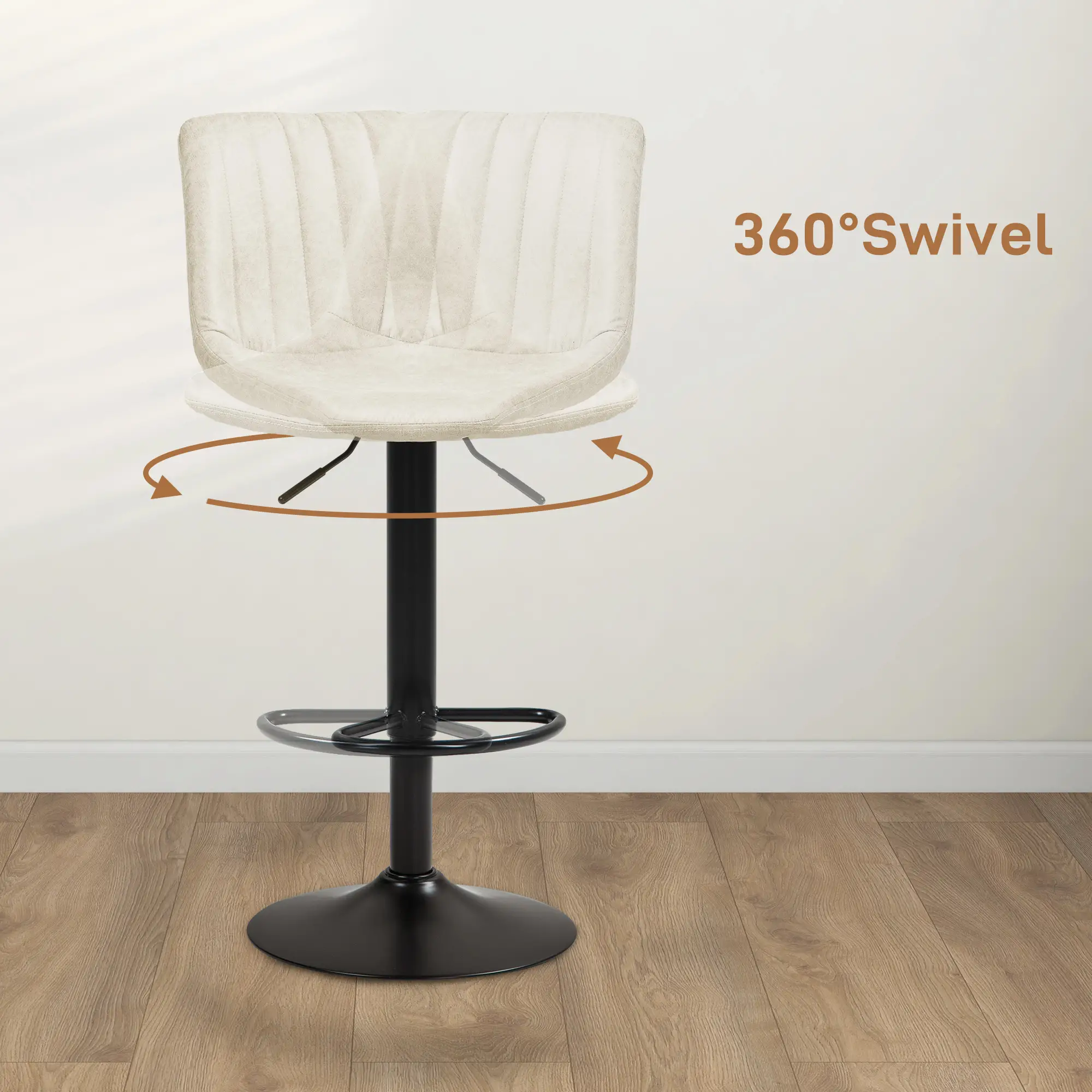 Counter Height Bar Stools Set of 2, Adjustable Height Bar Chairs with Swivel Seat, Leathaire Upholstery - Image 5