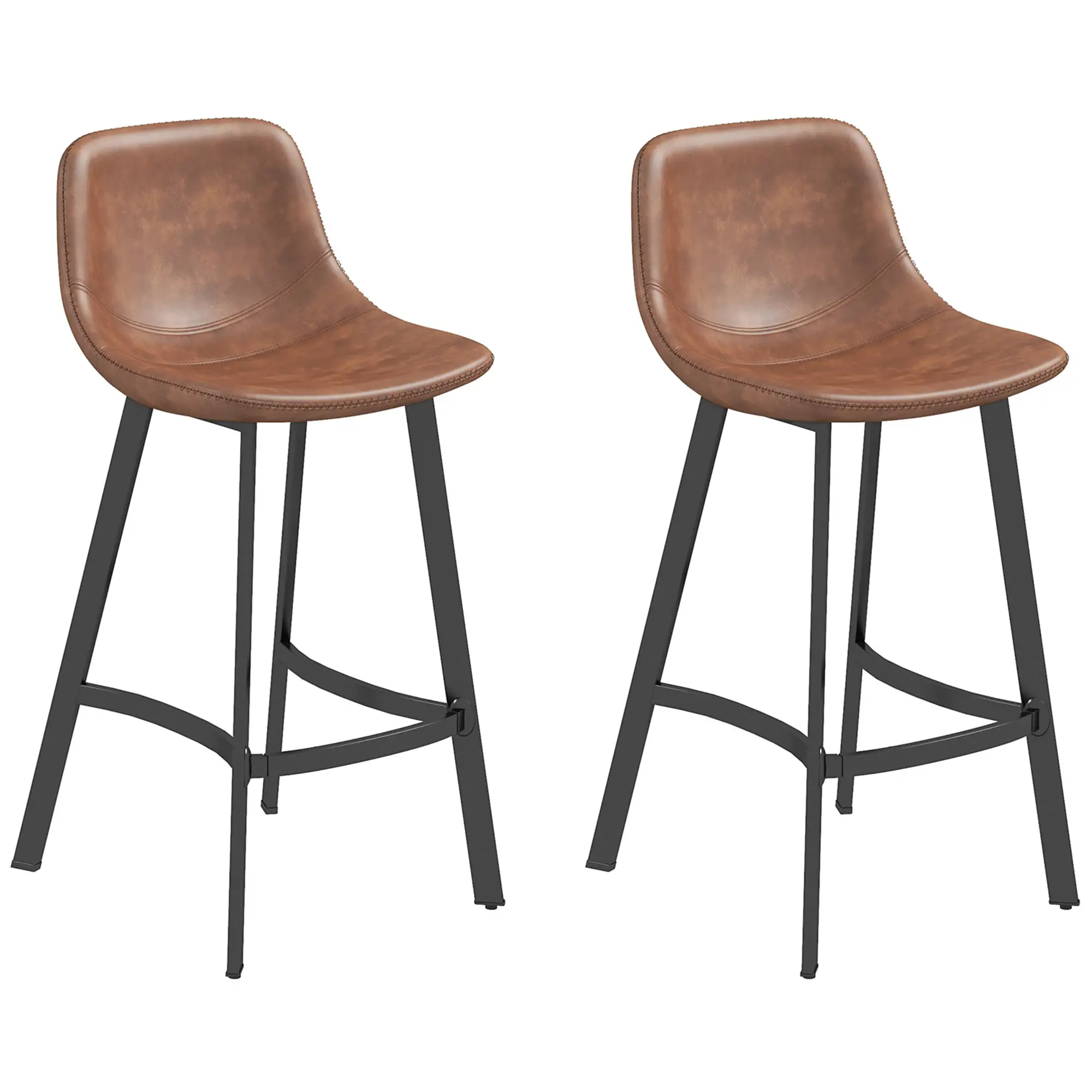 Counter Height Stools Set of 2, Upholstered Kitchen Stool with Back, Steel Legs - Image 12