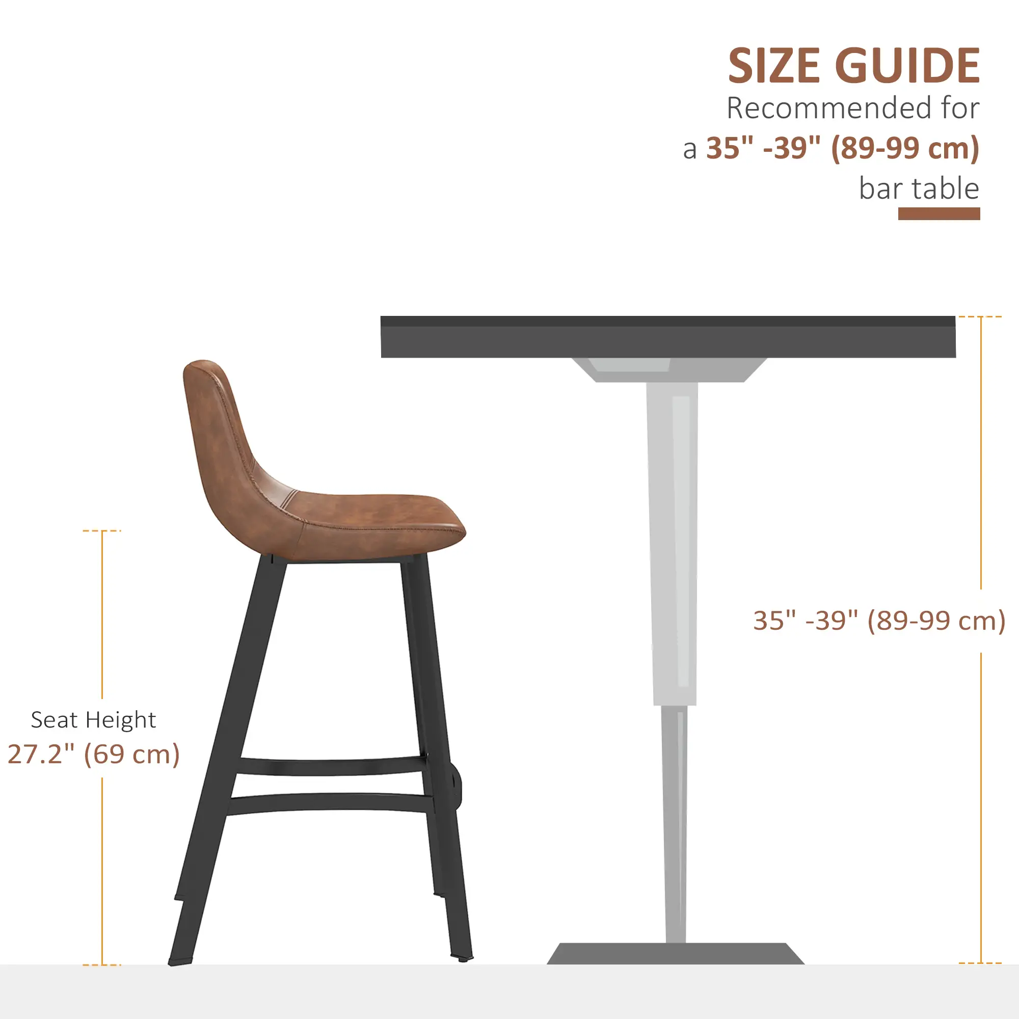 Counter Height Stools Set of 2, Upholstered Kitchen Stool with Back, Steel Legs - Image 5