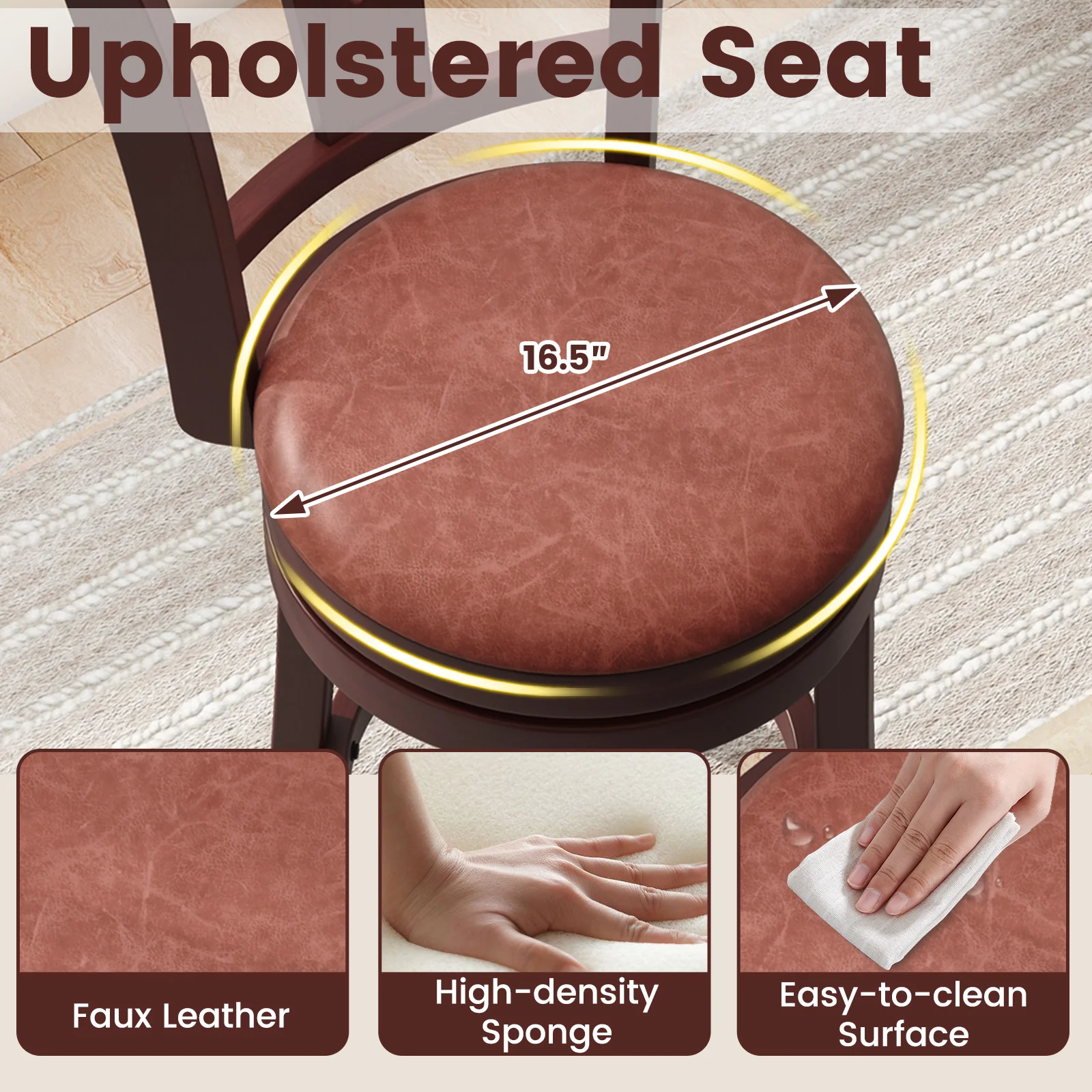 Counter Height Swivel Barstools, Set of 2, 26 Inches - Image 5