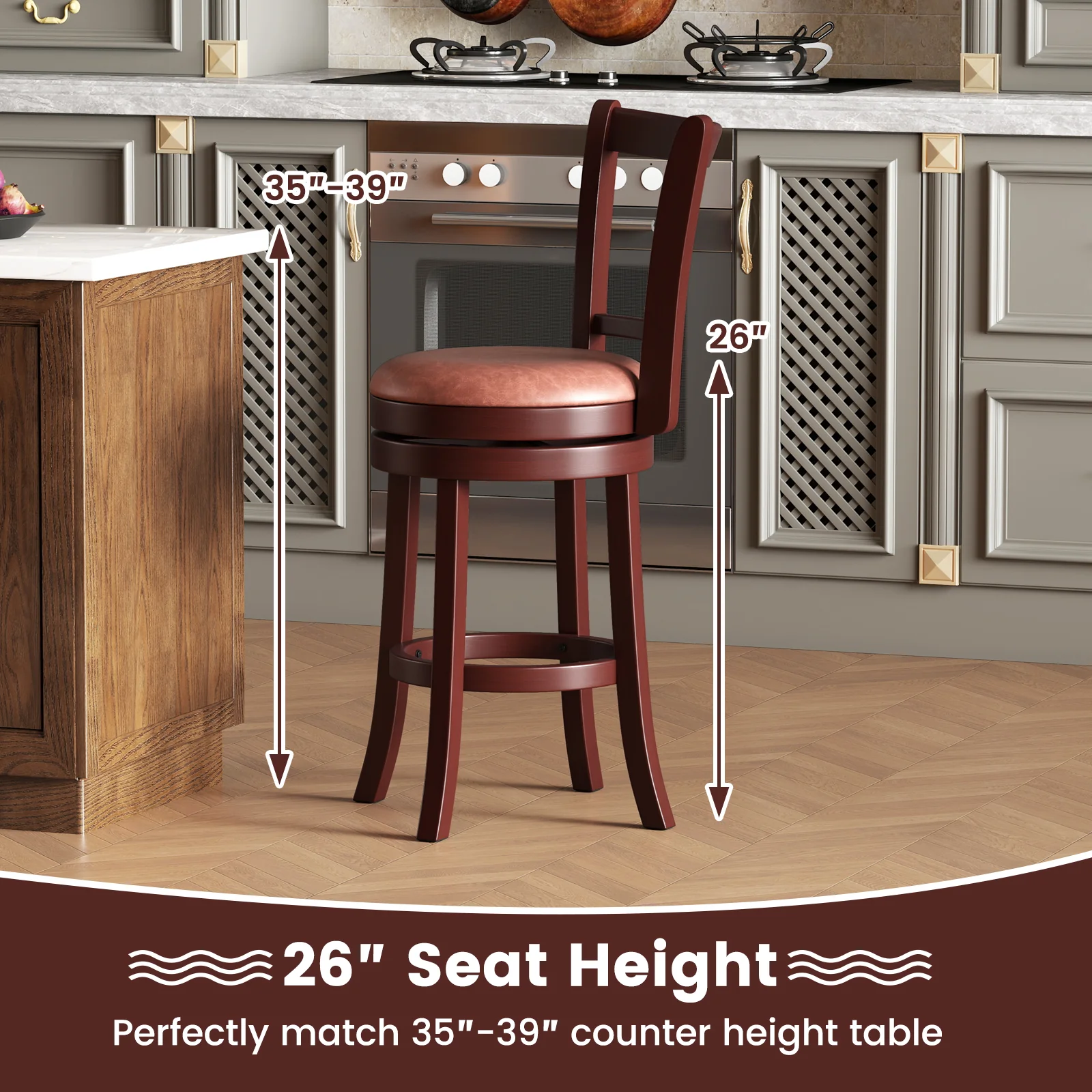 Counter Height Swivel Barstools, Set of 2, 26 Inches - Image 9