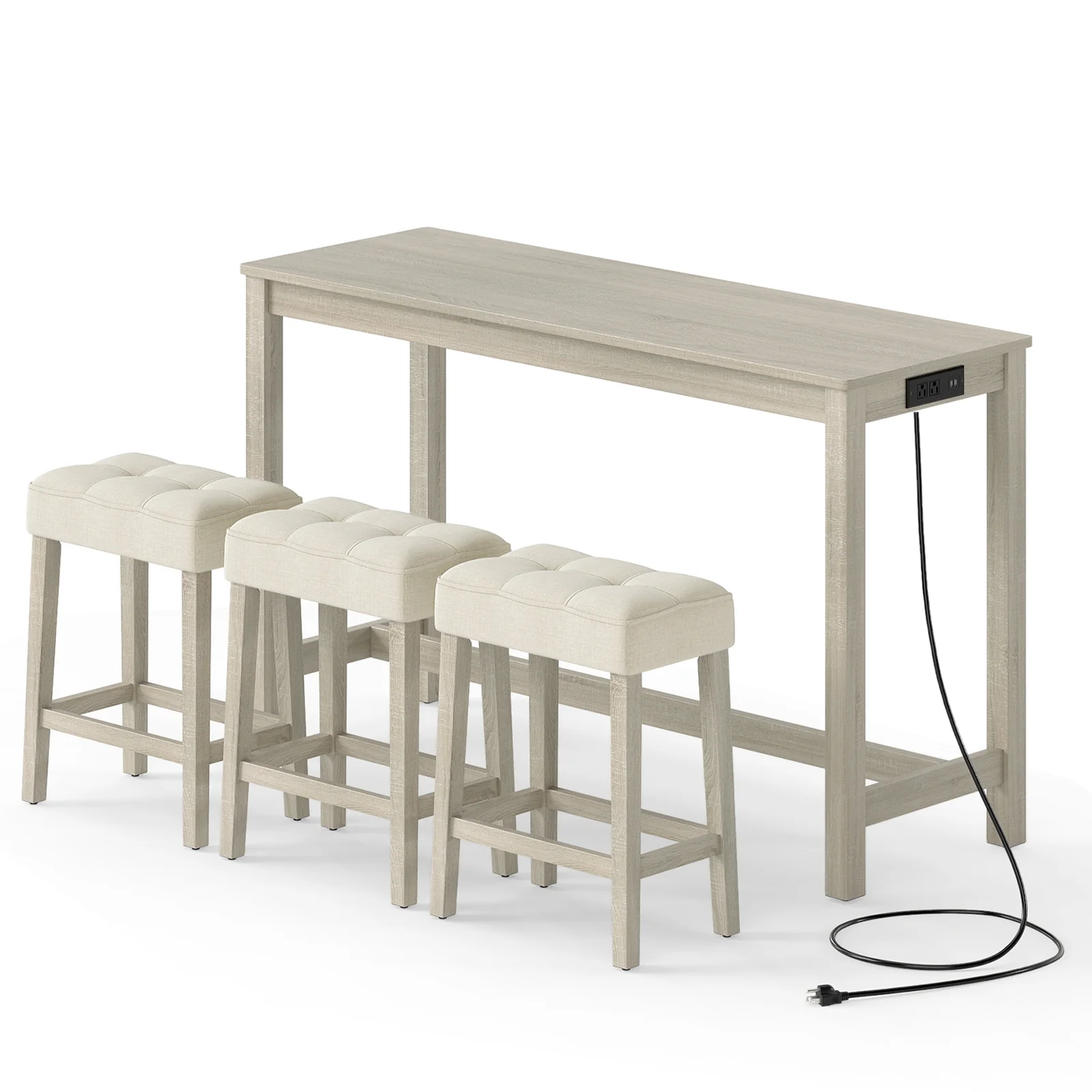 Counter Height Table with 3 Stools and 4-Piece Breakfast Nook Bar Set-GR, Gray - Image 5