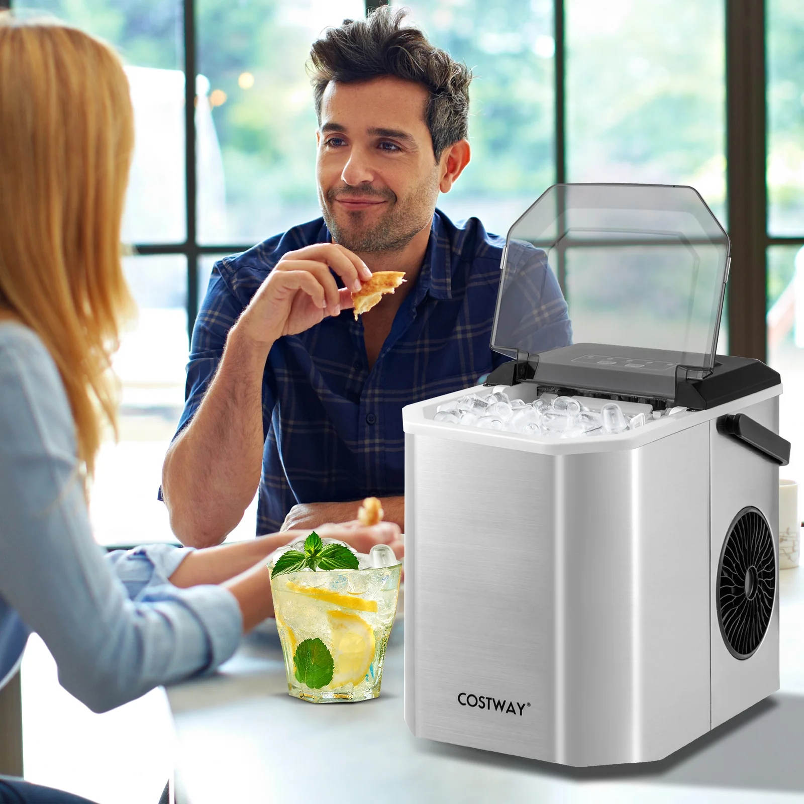 Countertop Ice Maker, Self-Cleaning, Silver - Image 3