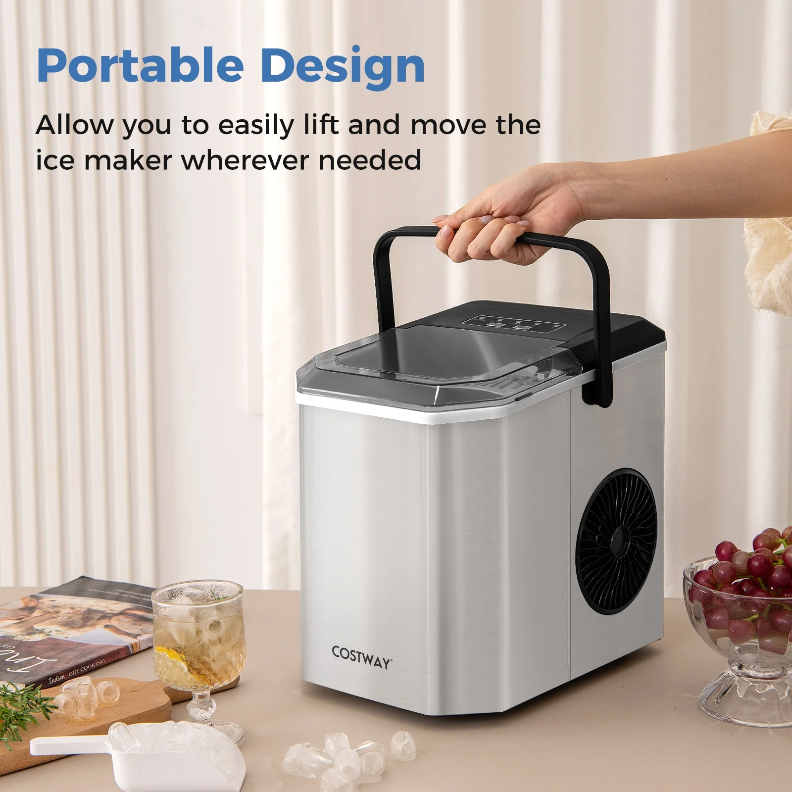 Countertop Ice Maker, Self-Cleaning, Silver - Image 6