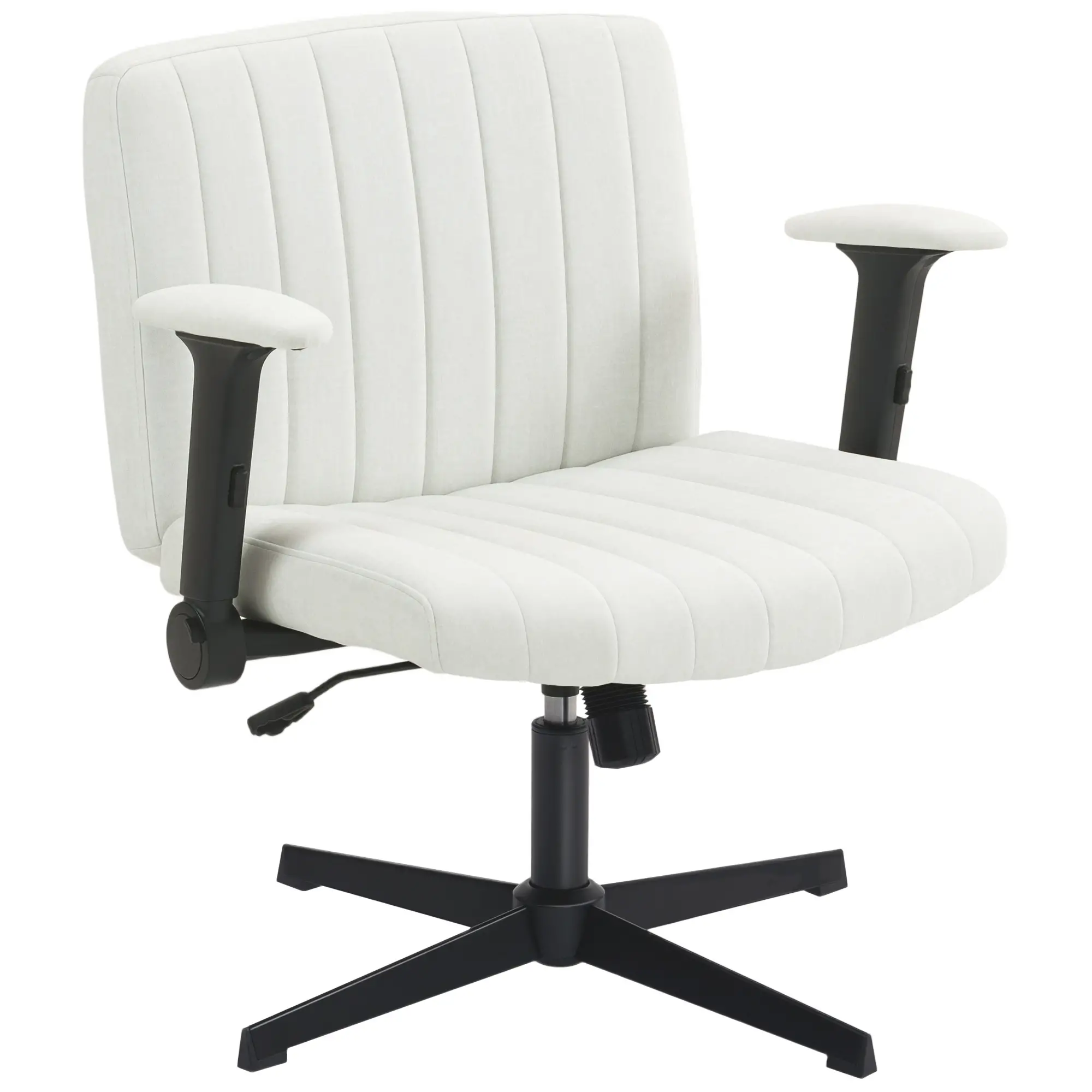 Criss Cross Chair, Flip-Up Armrests, Adjustable Height, Tilting, No Wheels, Beige