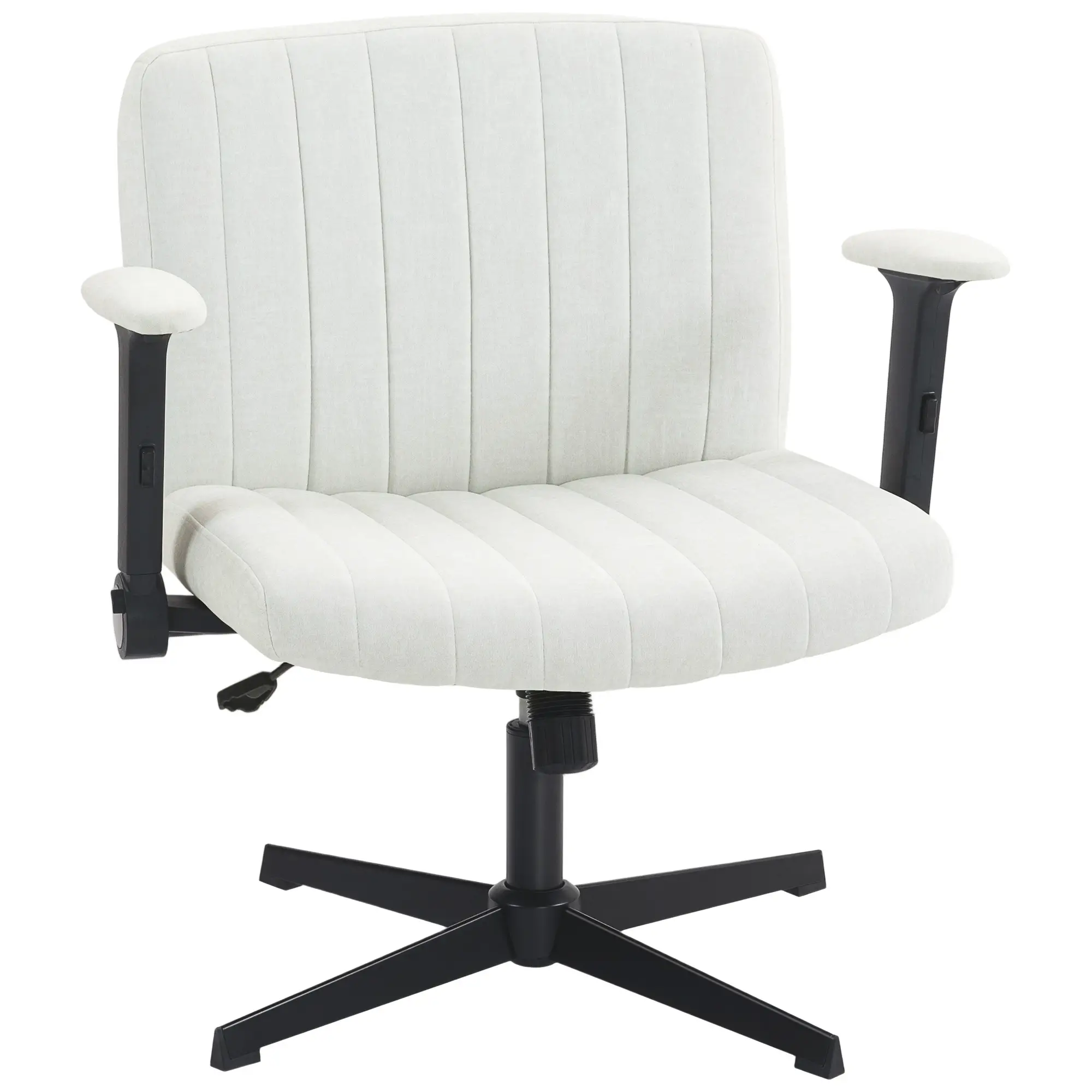 Criss Cross Chair, Flip-Up Armrests, Adjustable Height, Tilting, No Wheels, Beige - Image 11