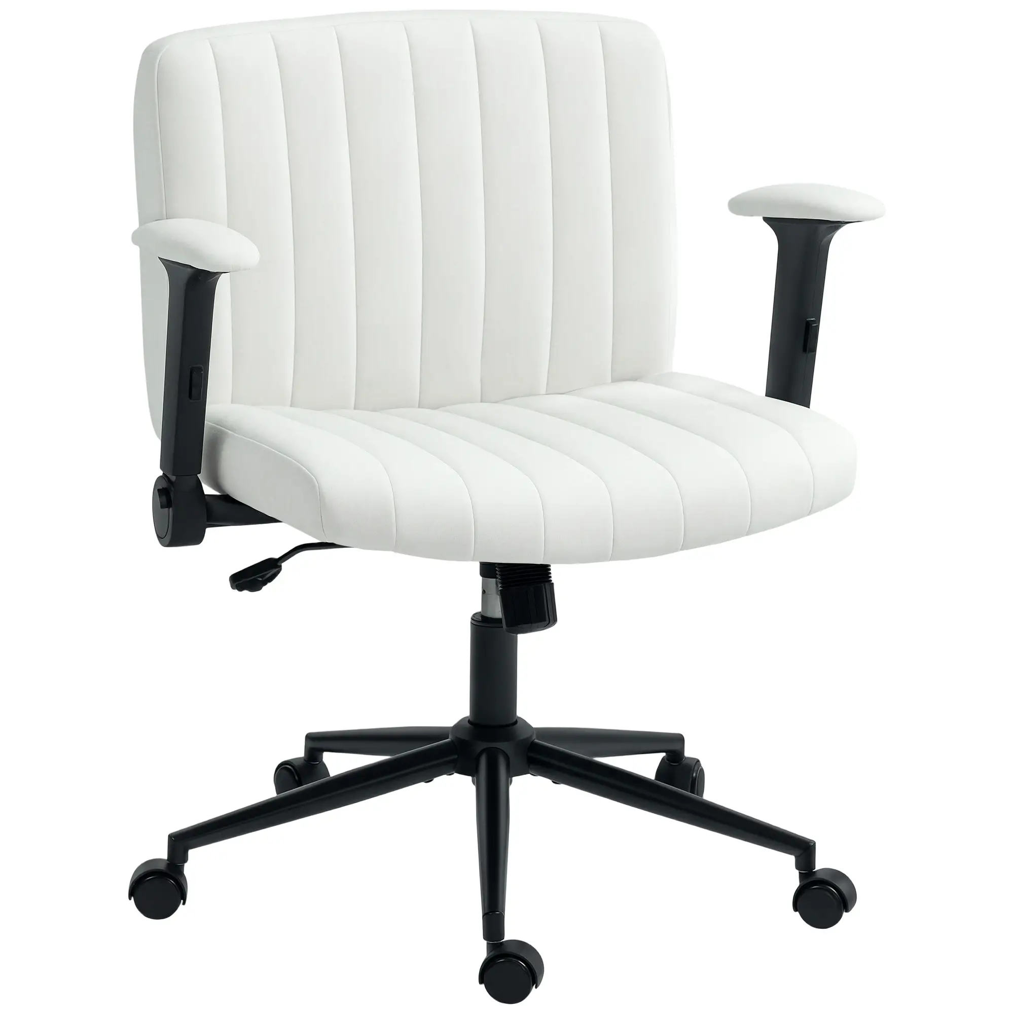 Criss Cross Chair with Flip-up Armrests, Wheels, Adjustable Height, Tilting, Cream White - Image 11