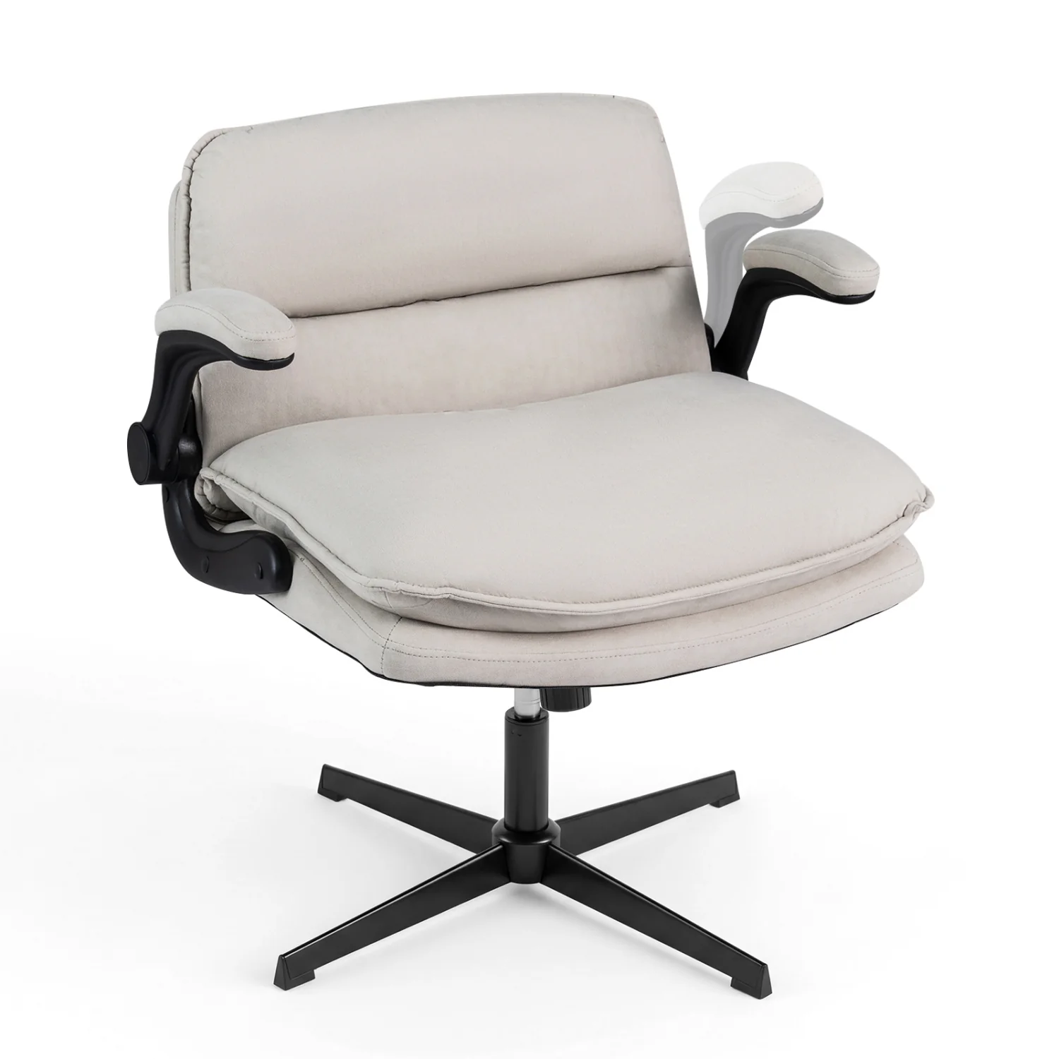Criss Cross Chair With Flip-Up Arms Ergonomic Office Desk Chair, Beige