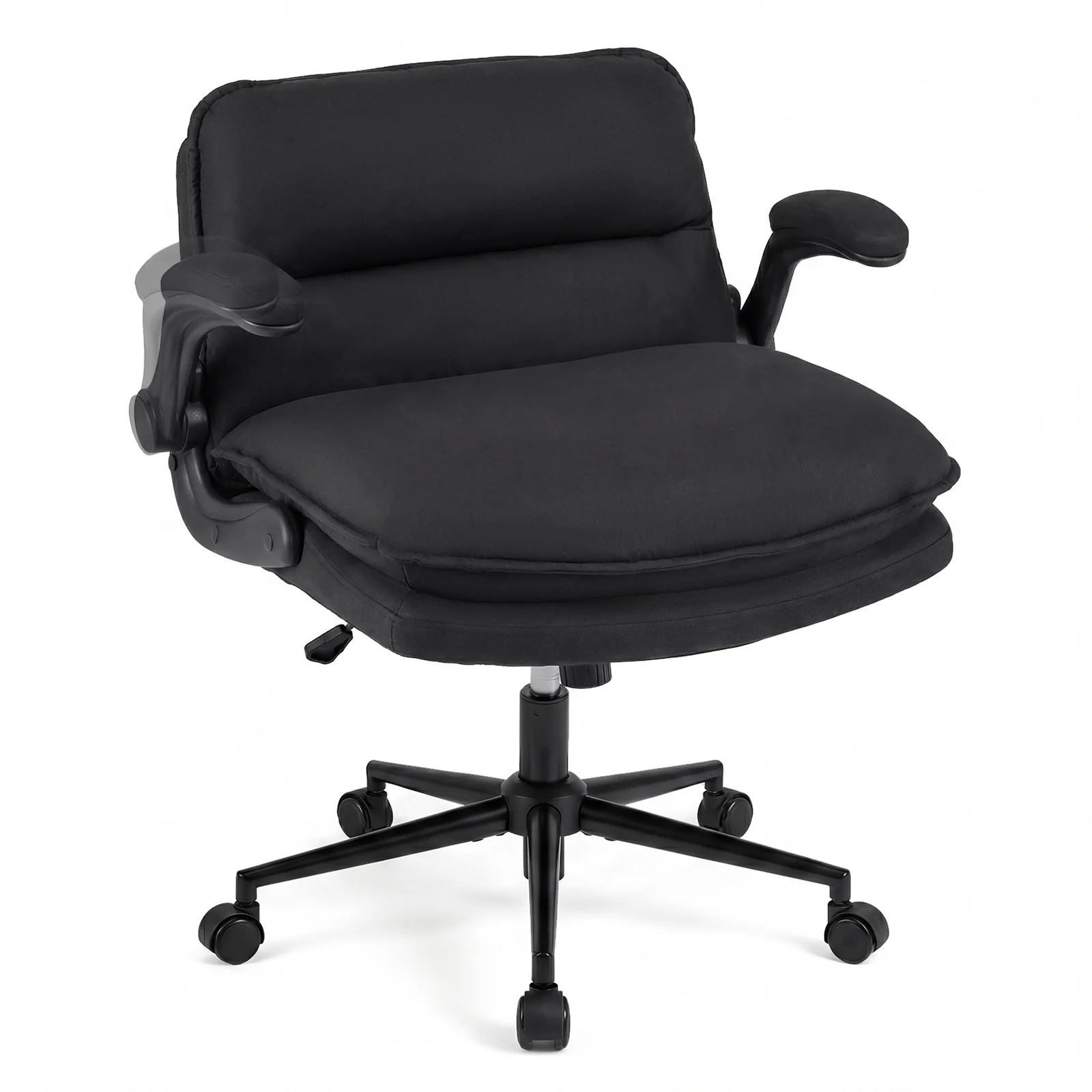 Criss Cross Chair With Wheels, Flip-Up Arms, Adjustable Height, Gray