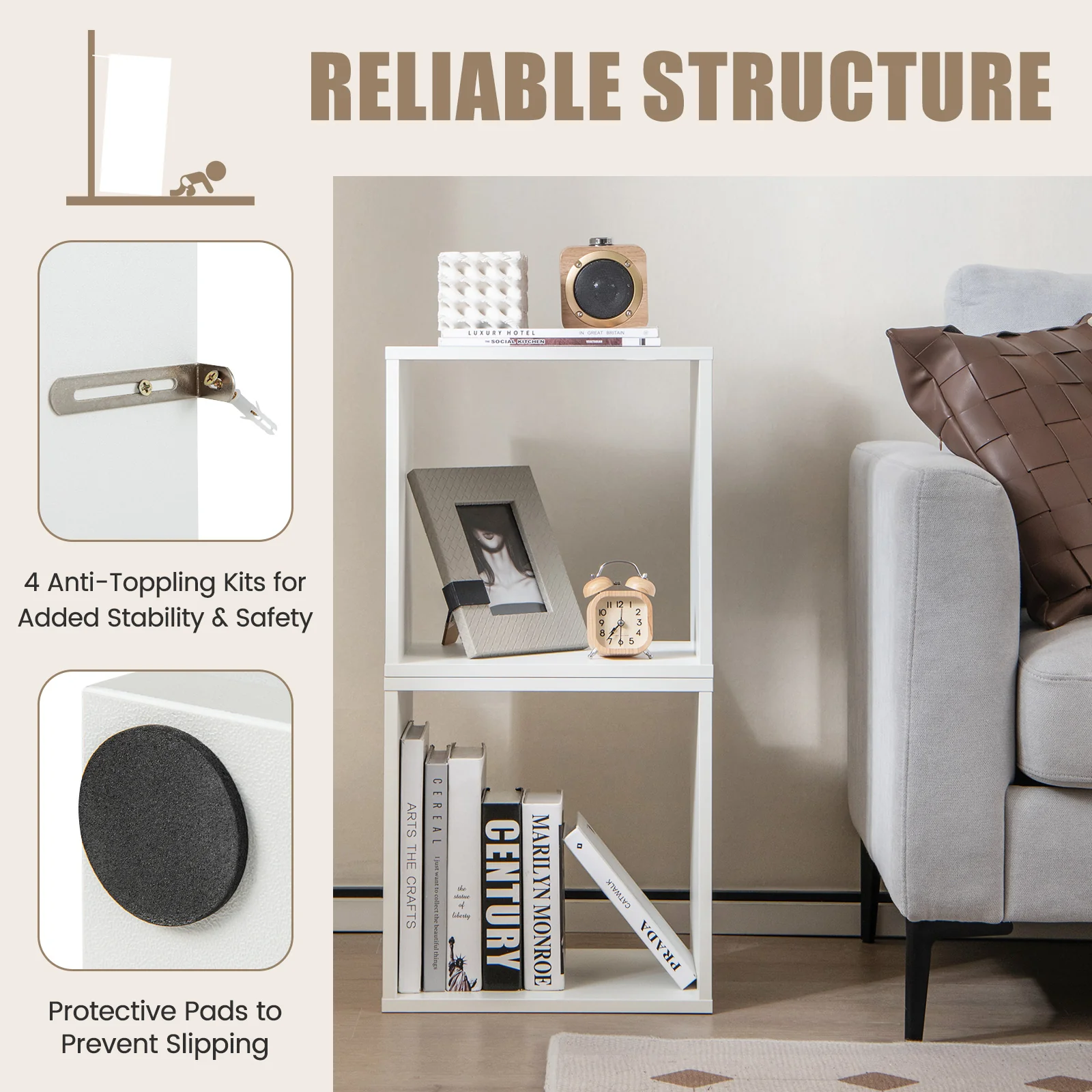 Cube Storage Organizer, Set of 2, White - Image 10