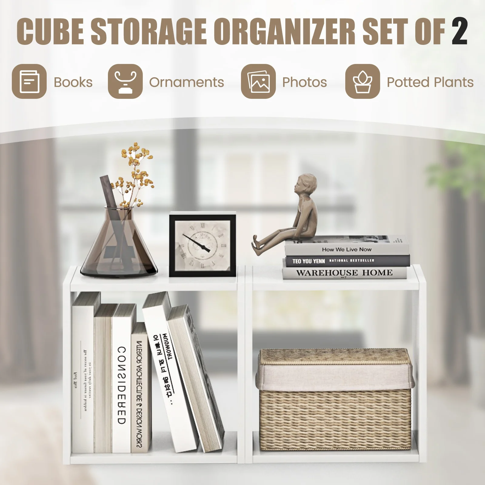 Cube Storage Organizer, Set of 2, White - Image 9