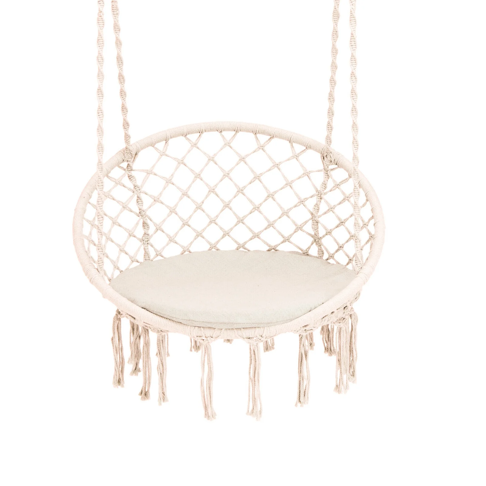 Cushioned Hammock Swing Chair, Beige - Image 4