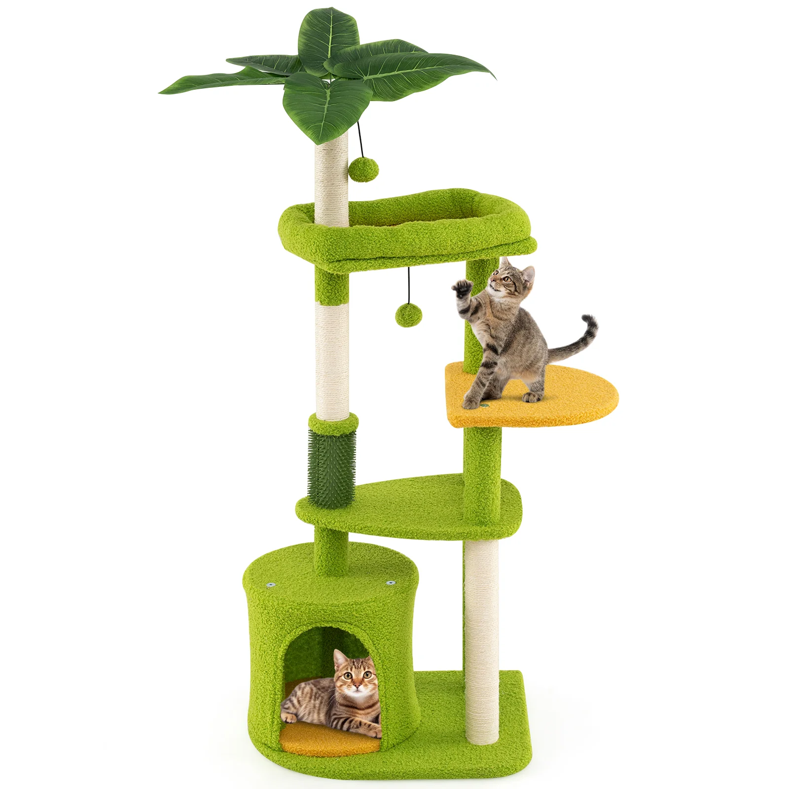 Cute Cat Tree for Adult Cats Multi-level Kitty Tower, Green - Image 3
