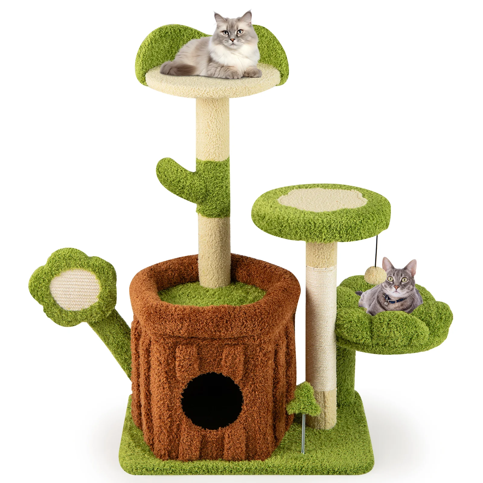 Cute Cat Tree Indoor Pet Jungle Activity Center, Green - Image 4