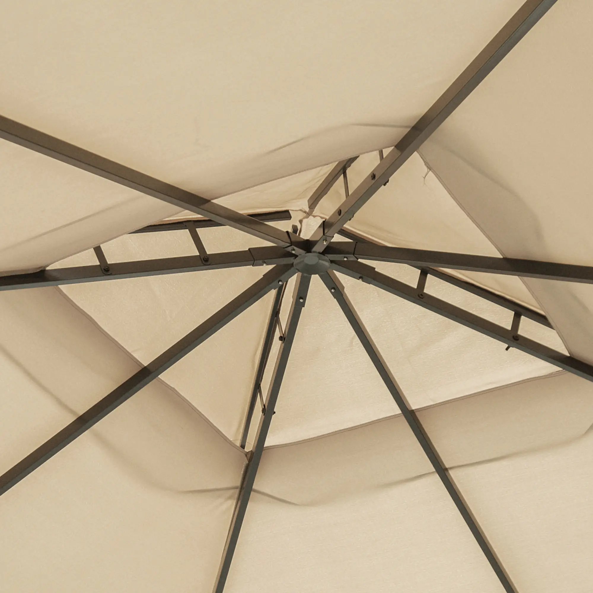 Deck Gazebo with Curtains, Mesh Screen, 10ft x 10ft, Khaki - Image 10