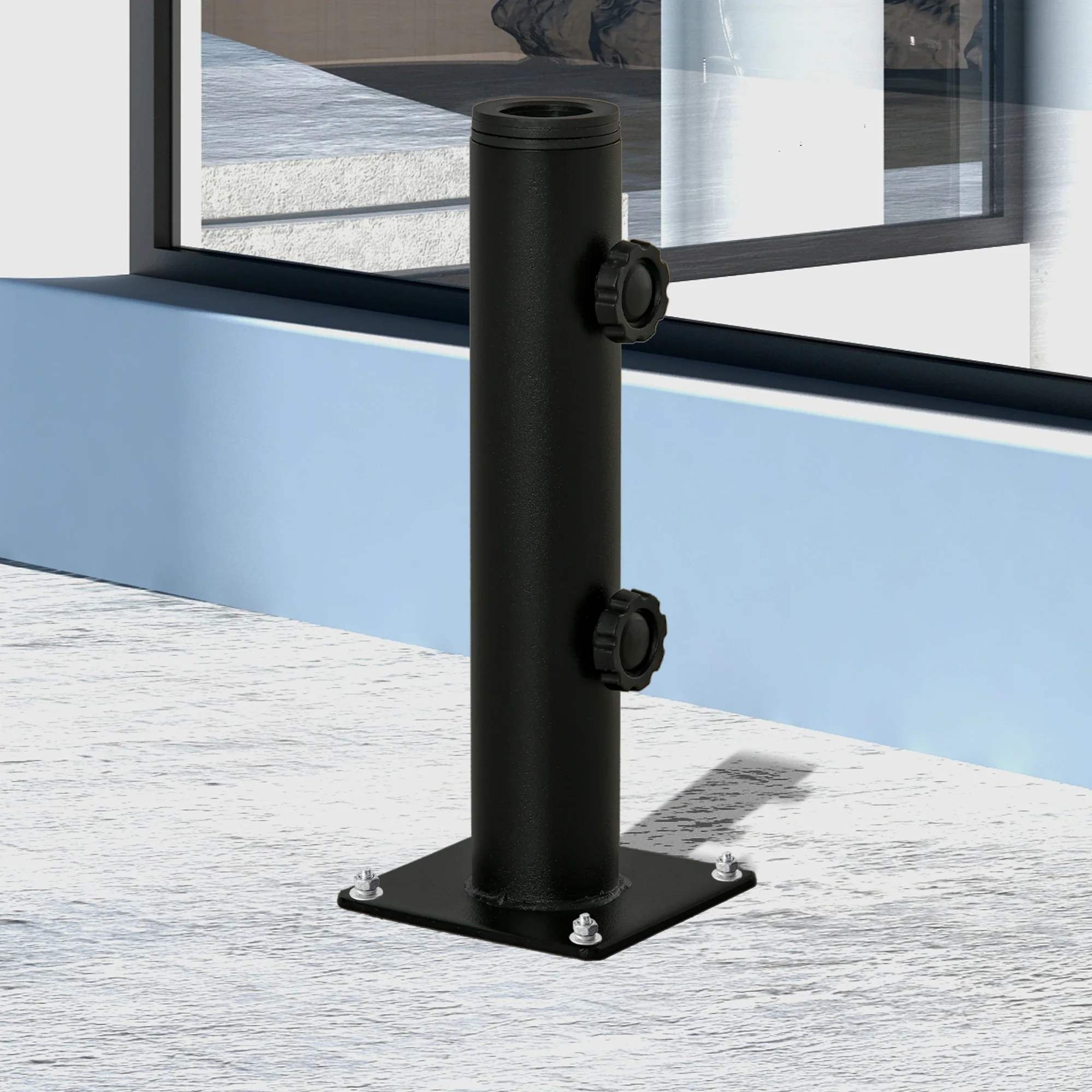 Deck Mount Umbrella Holder, Outdoor Base Stand, Black - Image 2