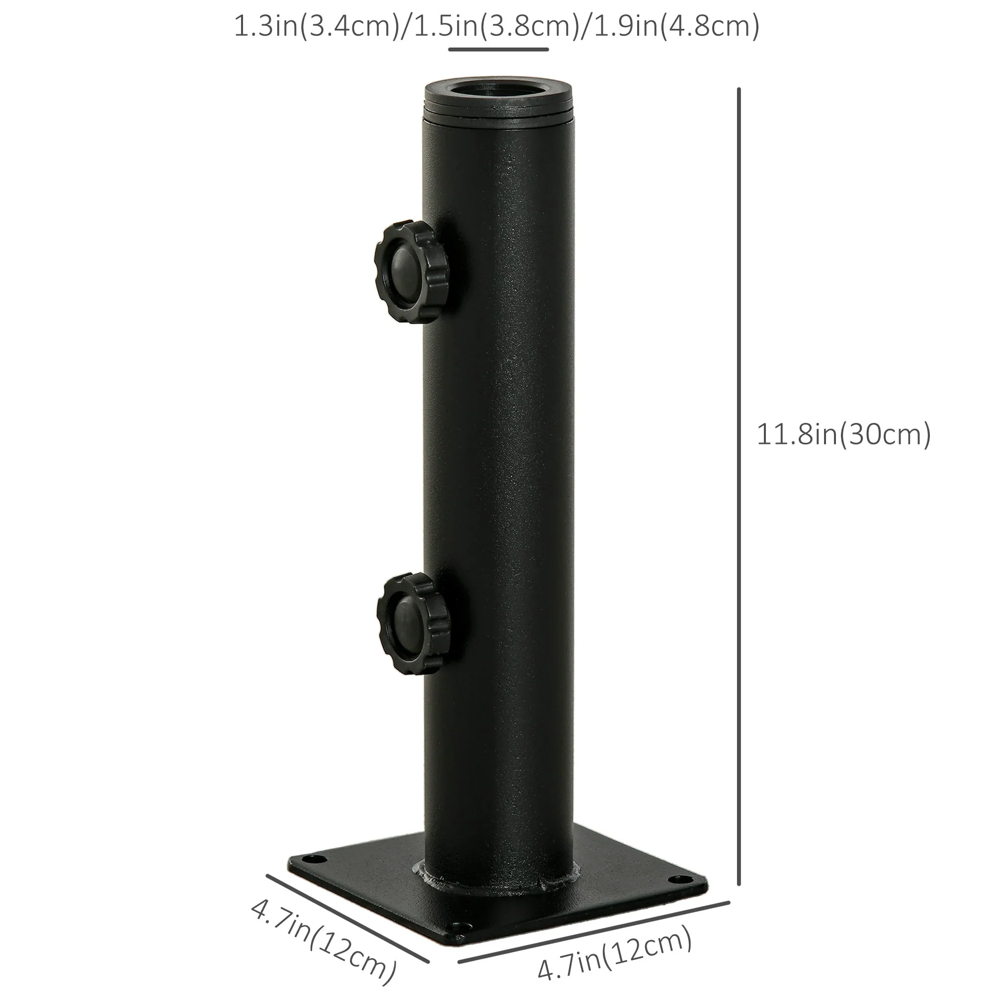 Deck Mount Umbrella Holder, Outdoor Base Stand, Black - Image 3