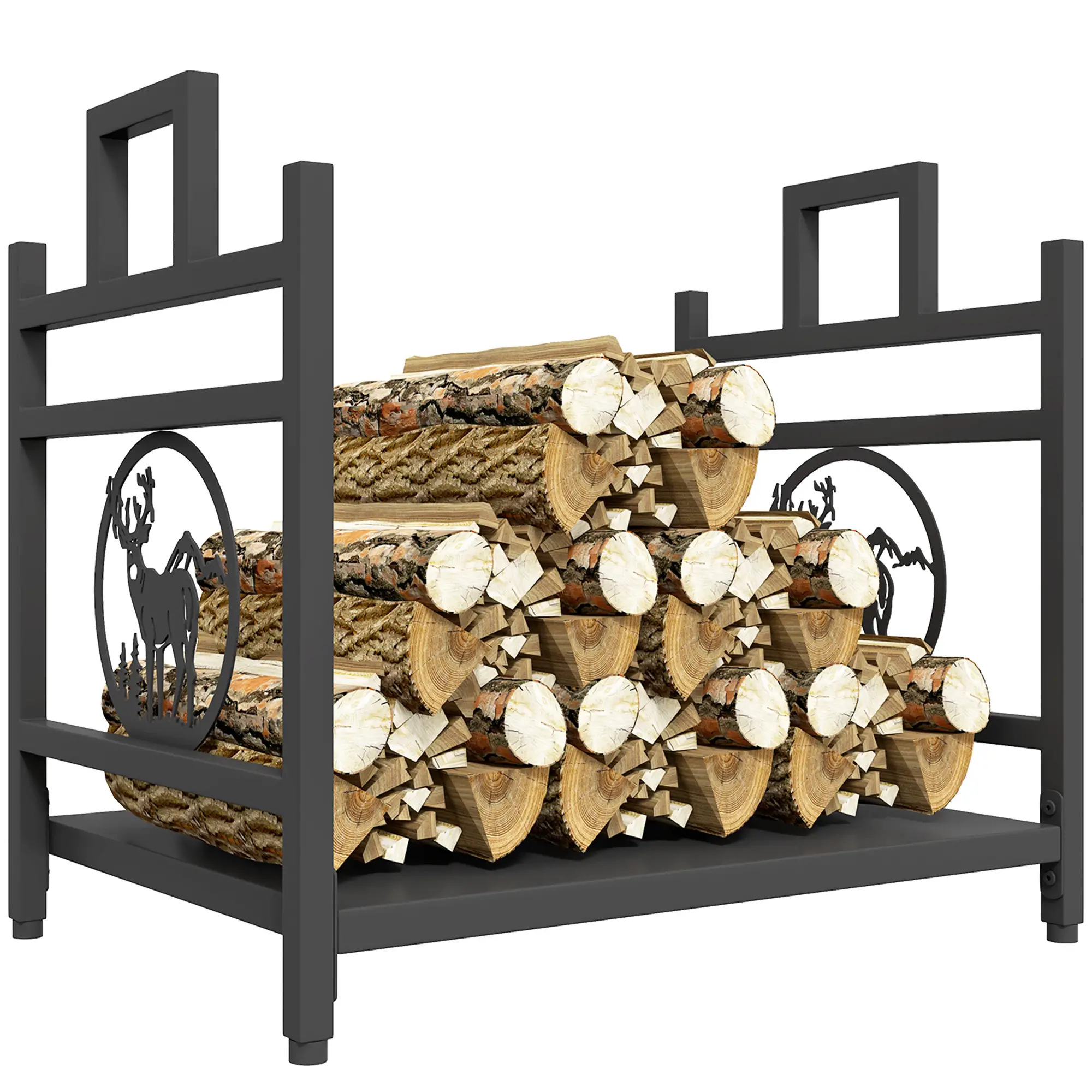 Decorative Firewood Rack, Steel Log Holder, 19.7" x 13.4" x 17.7", Black - Image 11