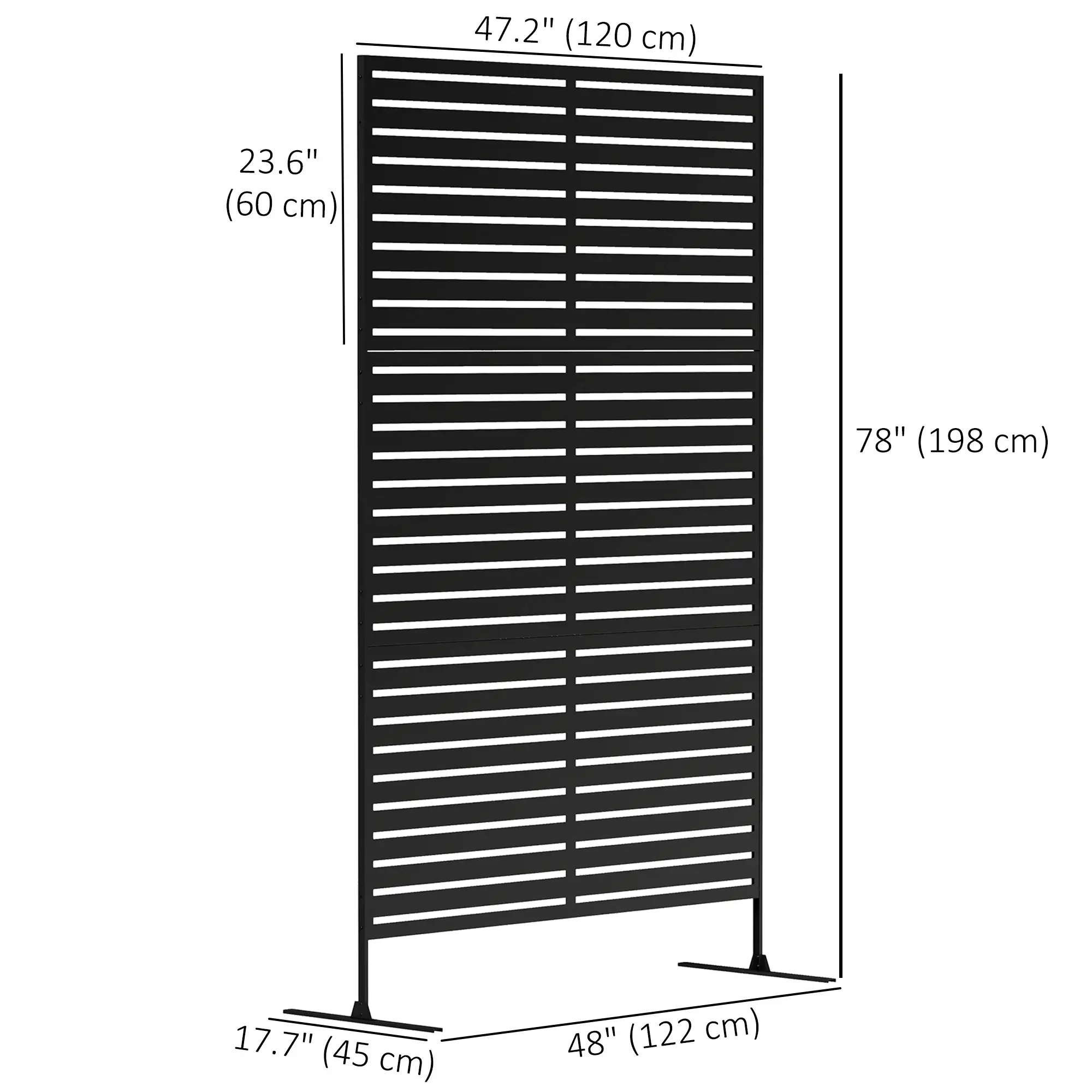 Decorative Outdoor Privacy Panel, Freestanding Metal Divider, Black - Image 3