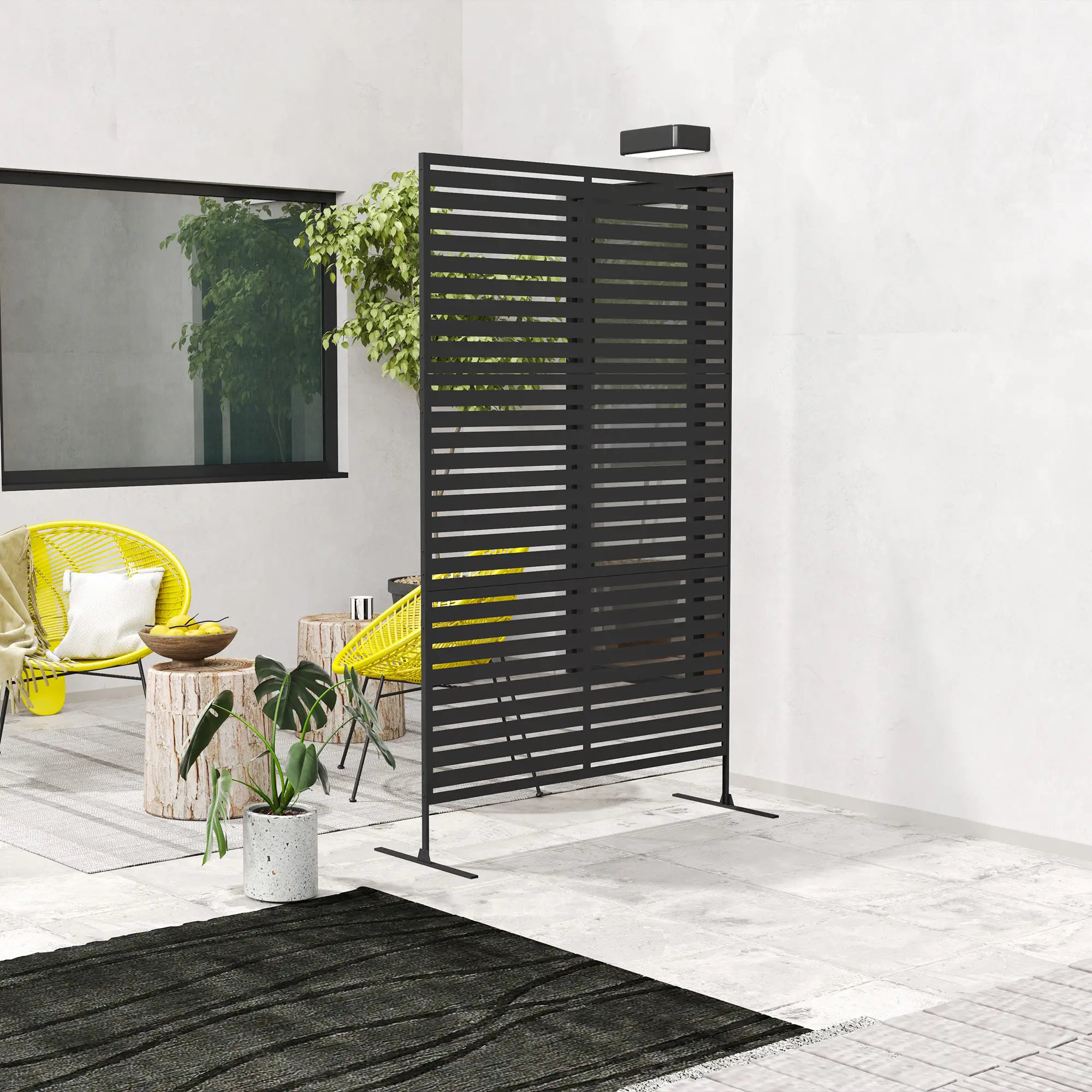 Decorative Outdoor Privacy Panel, Freestanding Metal Divider, Black - Image 7