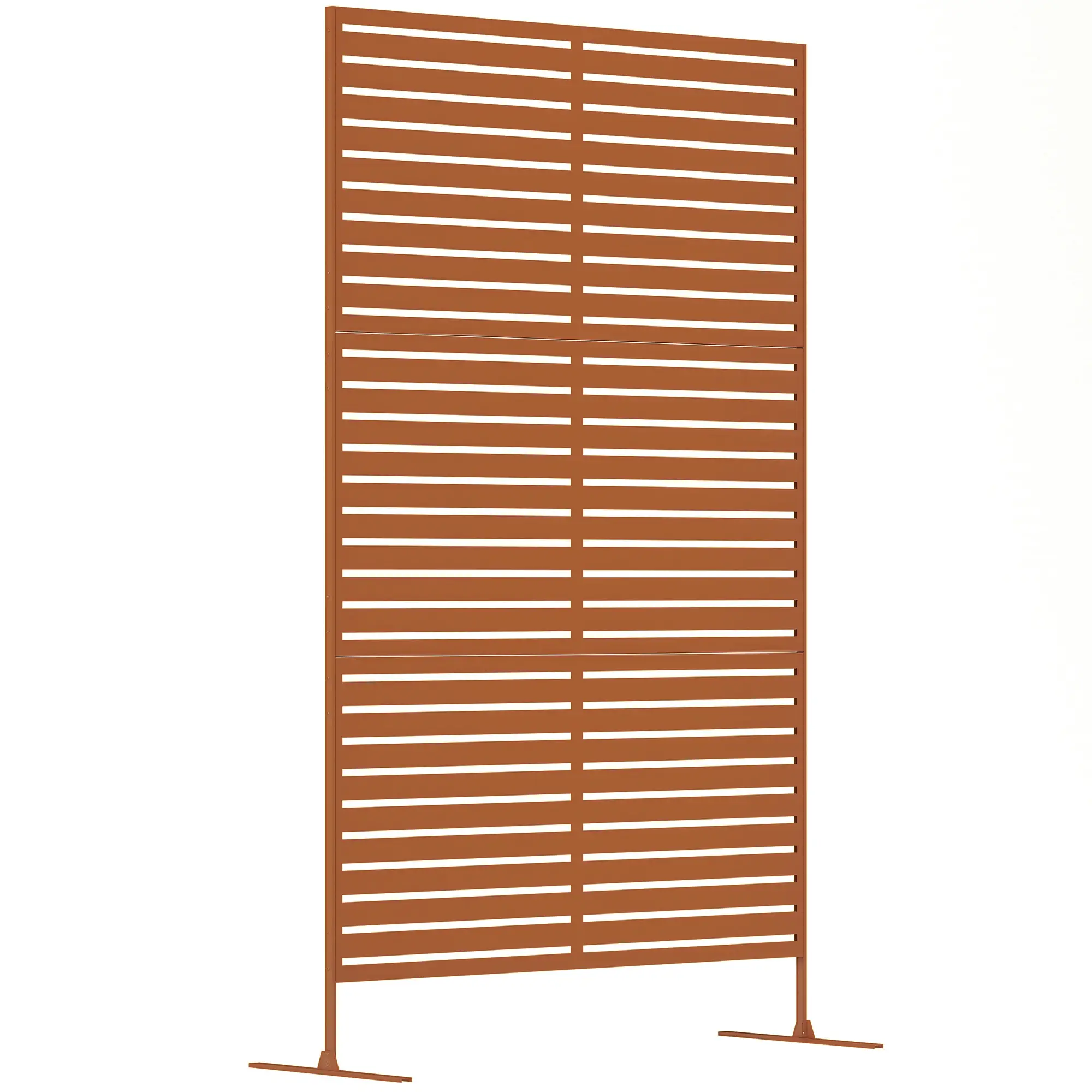 Decorative Outdoor Privacy Panel, Freestanding Metal Divider, Brown - Image 11