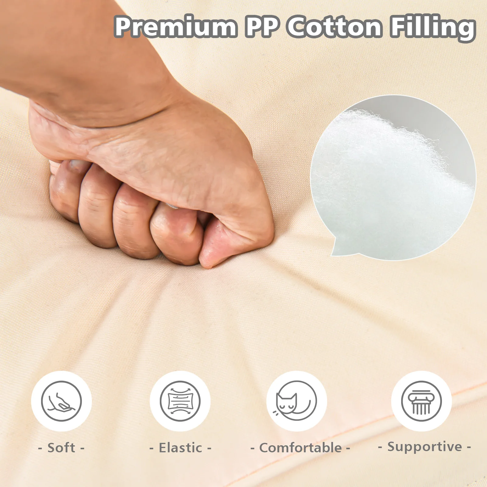 Deep Seat Chair Cushion Pads Set With Rope Belts, Beige - Image 9