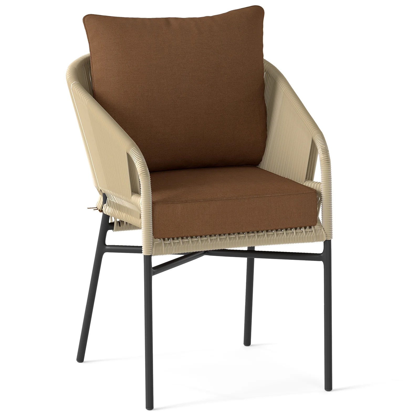 Deep Seat Chair Cushion Pads Set With Rope Belts, Brown - Image 5