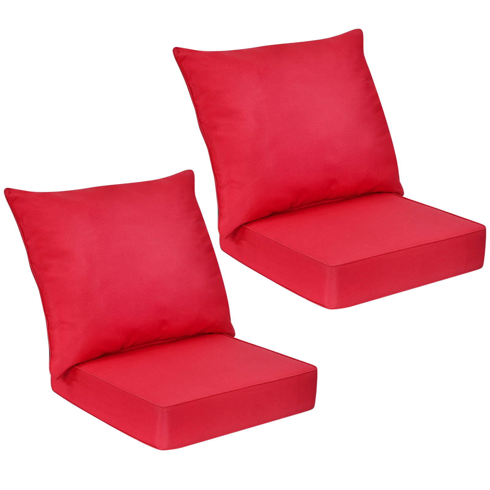 Deep Seat Chair Cushion Pads Set With Rope Belts, Indoor Outdoor, Red - Image 5