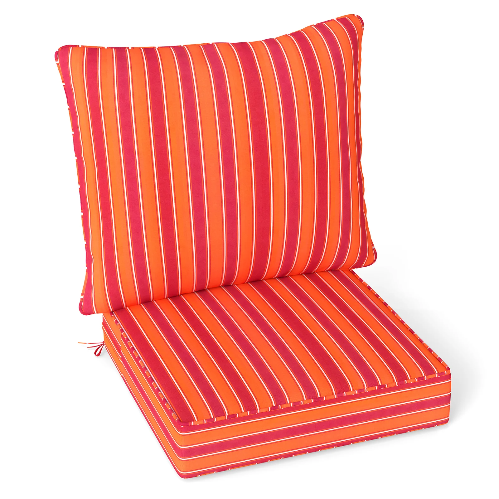 Deep Seat Chair Cushion Pads Set, With Rope Belts, Orange - Image 4