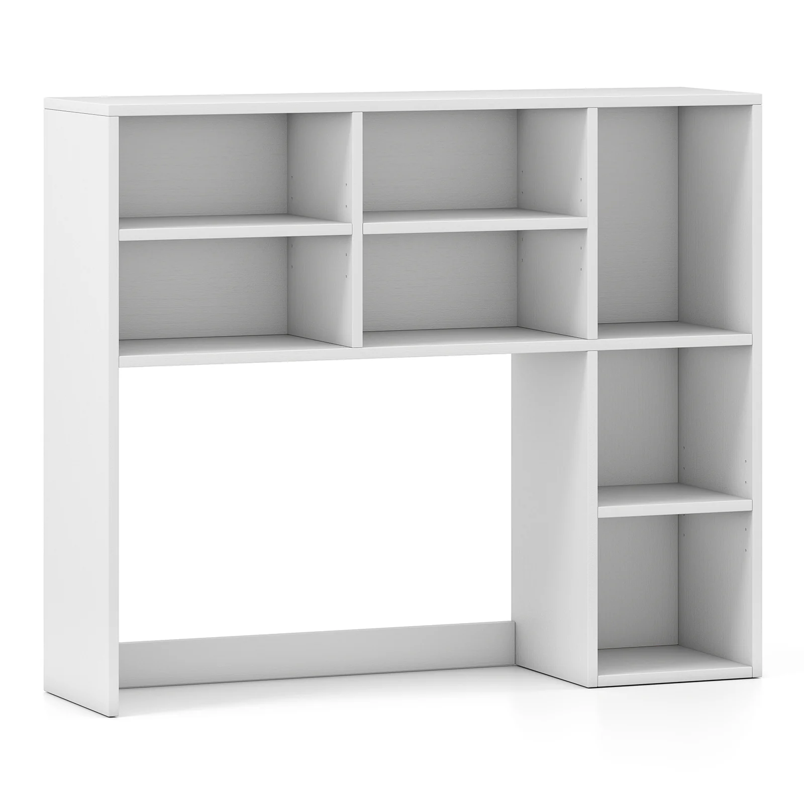 Desktop Bookshelf with 7 Open Cubbies and 3 Adjustable Shelves, White - Image 4