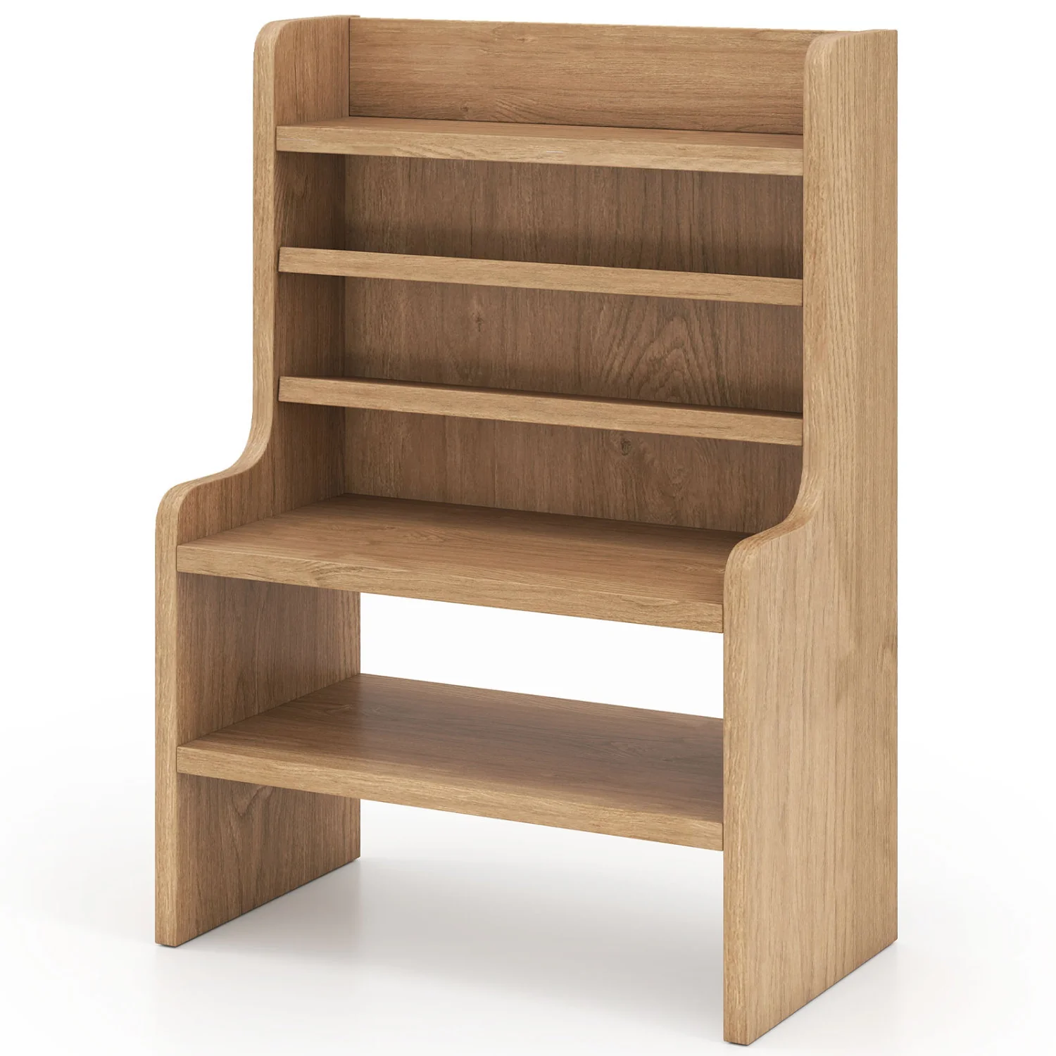 Desktop Organizer, 6-Tier Storage Rack, Removable Shelves, Natural