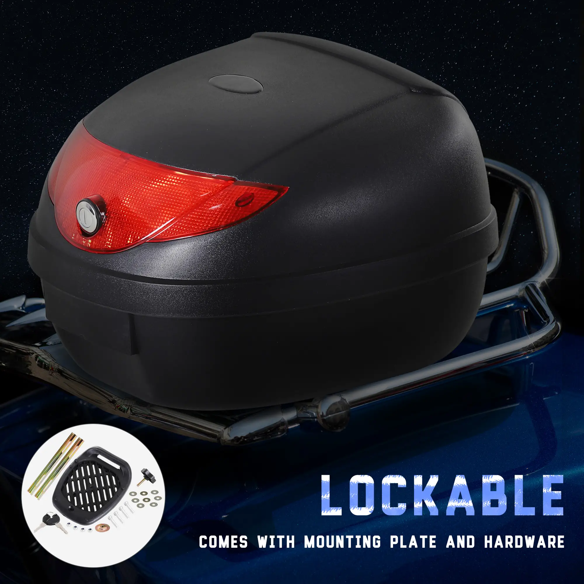 Detachable Scooter Motorcycle Trunk, 24L, Lockable, Black - Image 7