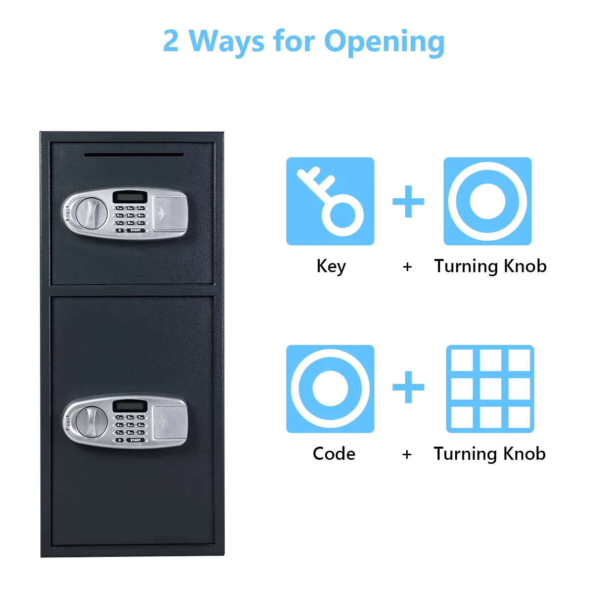 Digital Safe Box, 2 Doors, Black - Image 8