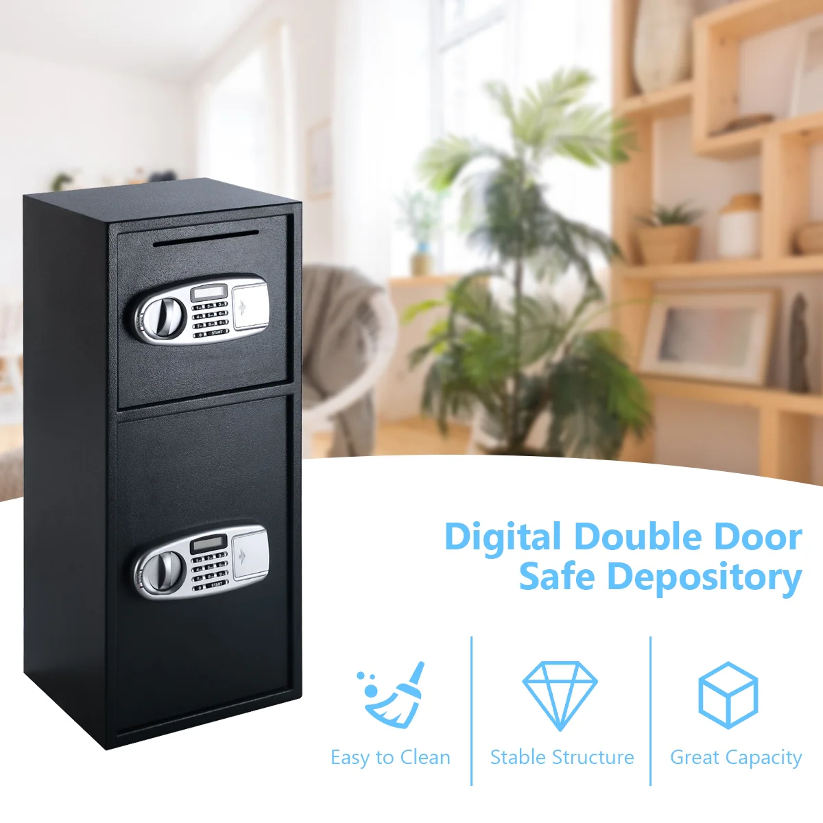 Digital Safe Box, 2 Doors, Black - Image 9