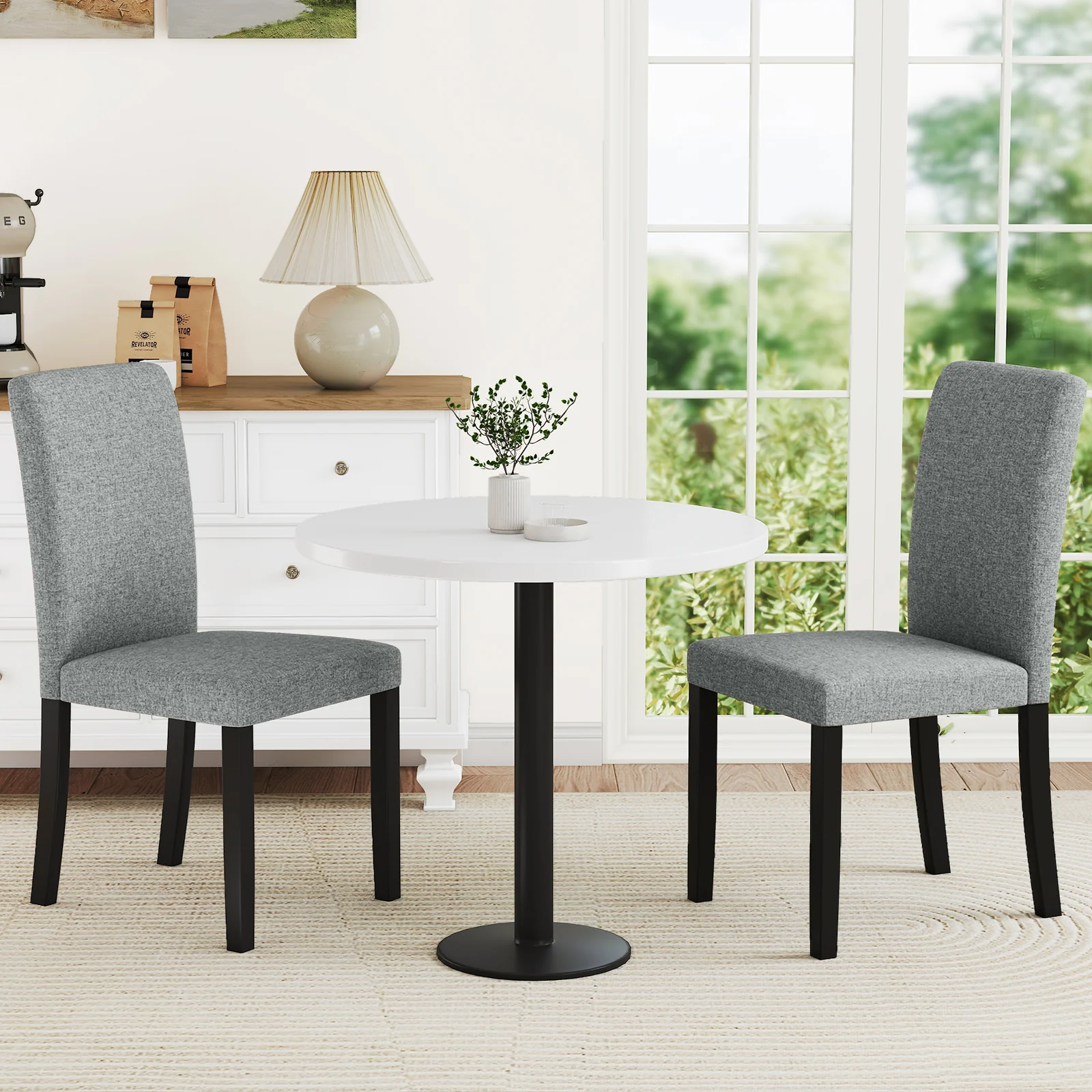 Dining Chair Set, 2 Mid-Century Modern Chairs, Gray - Image 2