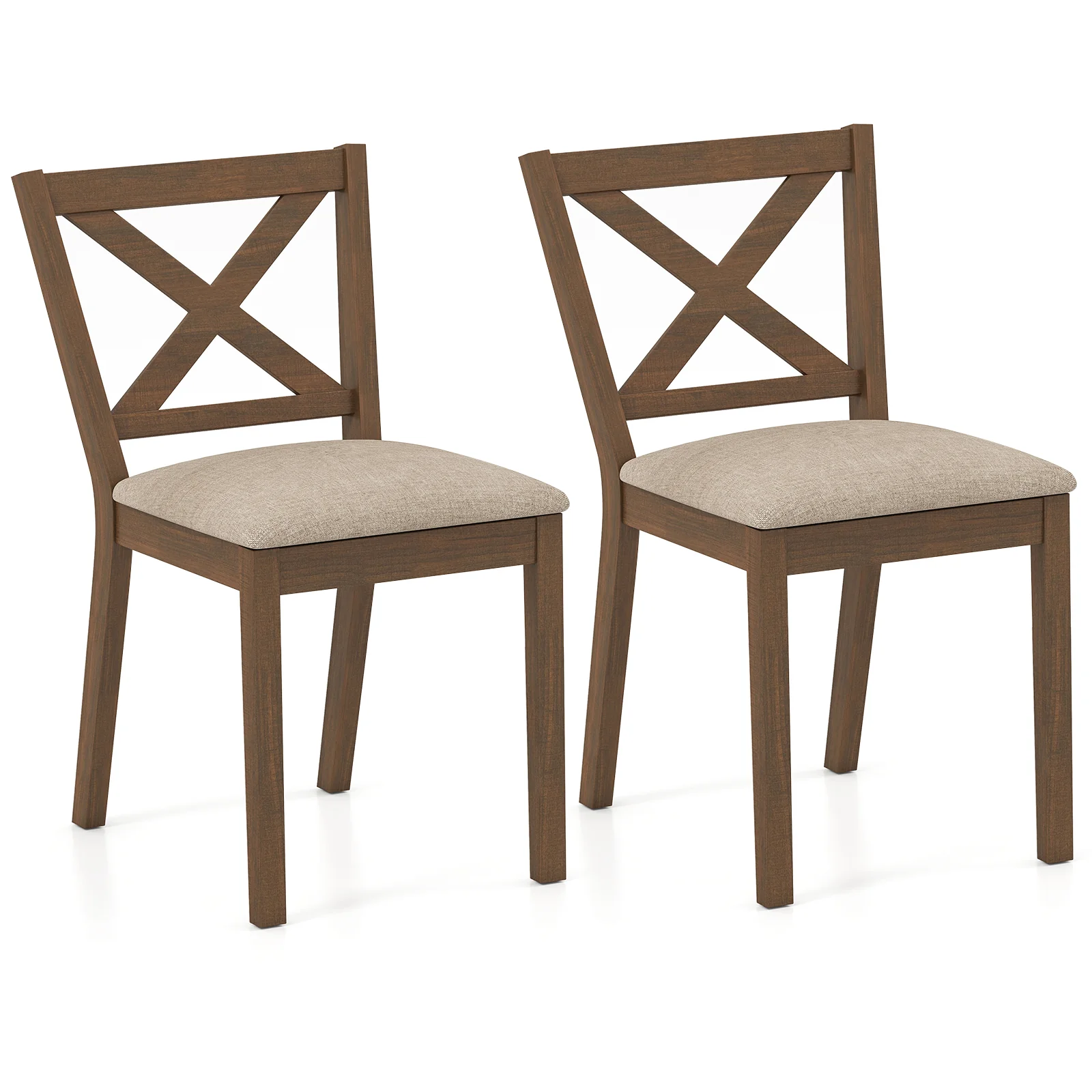 Dining Chair Set of 2 Modern Kitchen Chair with Upholstered Seat, Brown - Image 4