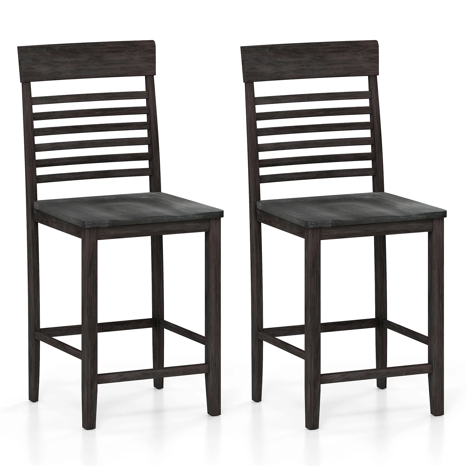 Dining Chair Set Of 2, With Footrests And Solid Wood Frame, Gray - Image 4