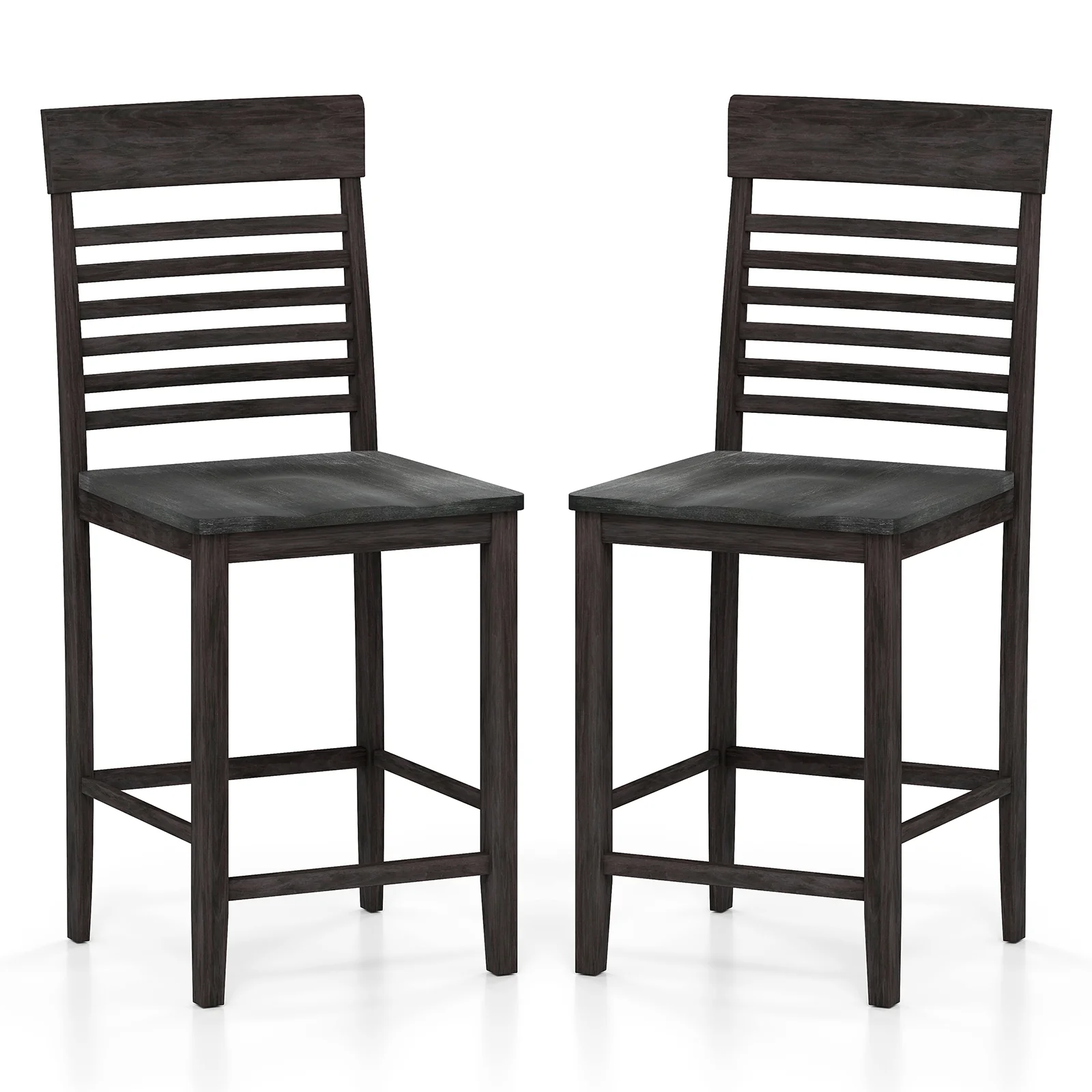 Dining Chair Set Of 2, With Footrests And Solid Wood Frame, Gray - Image 5
