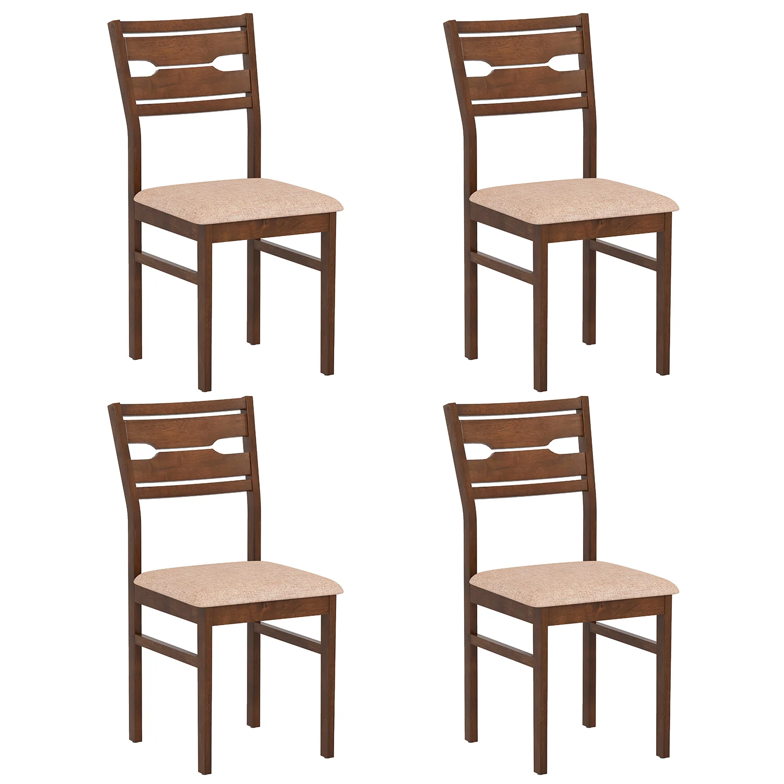 Dining Chair Set, Rubber Wood Frame, Padded Seat, 2/4 - Image 5