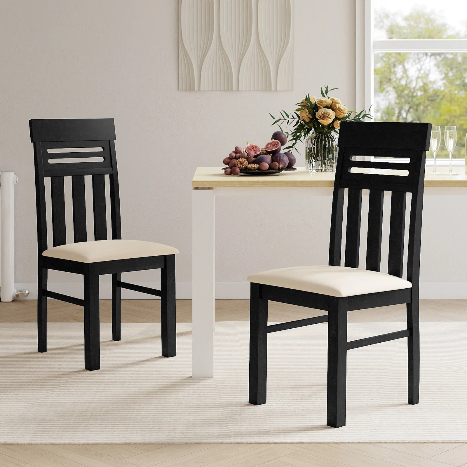 Dining Chairs High Back Dining Room Chairs Set of 2, Black - Image 2