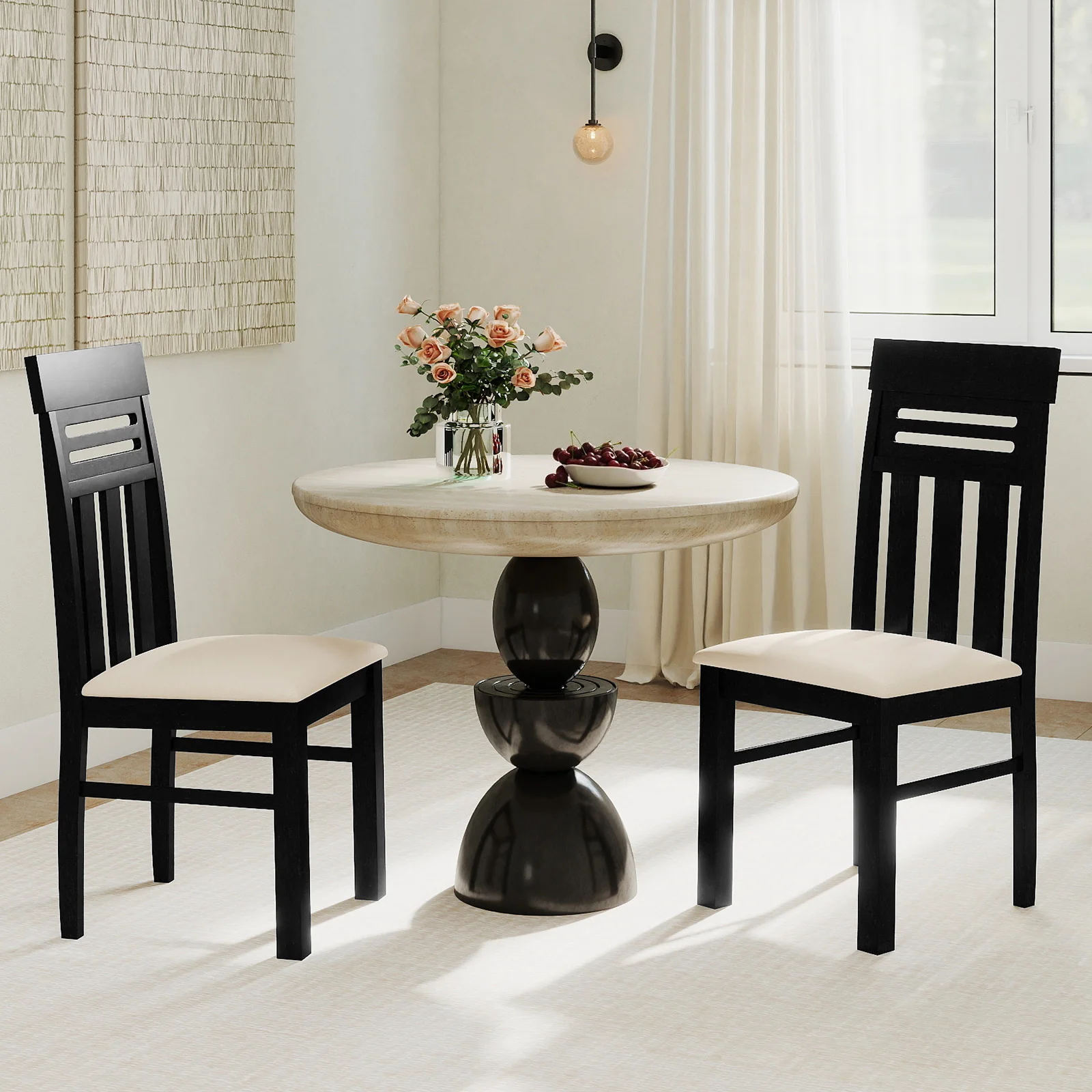 Dining Chairs High Back Dining Room Chairs Set of 2, Black - Image 3