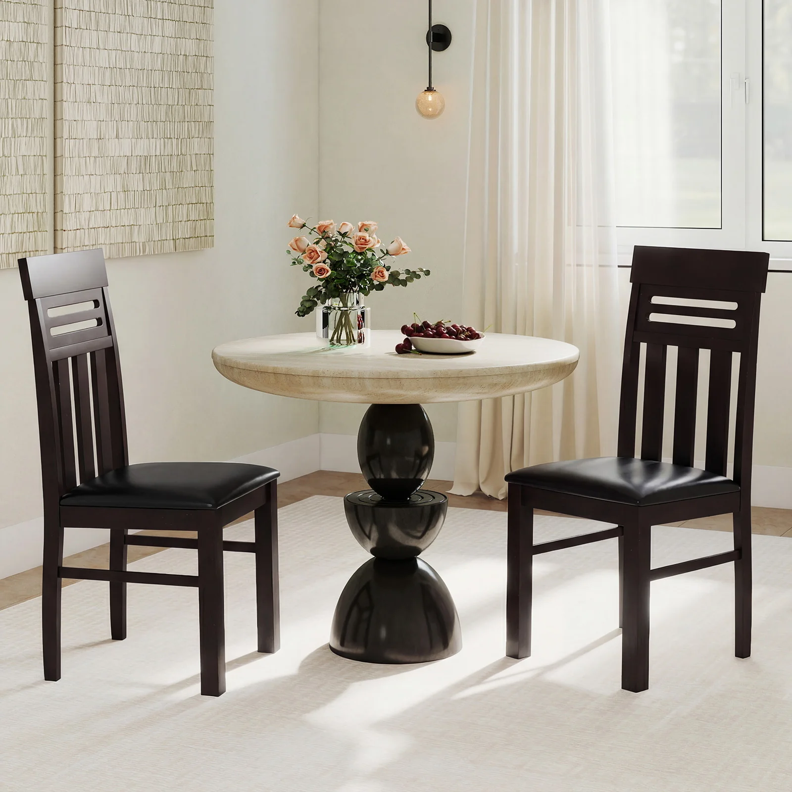 Dining Chairs High Back Dining Room Chairs Set of 2, Brown - Image 3