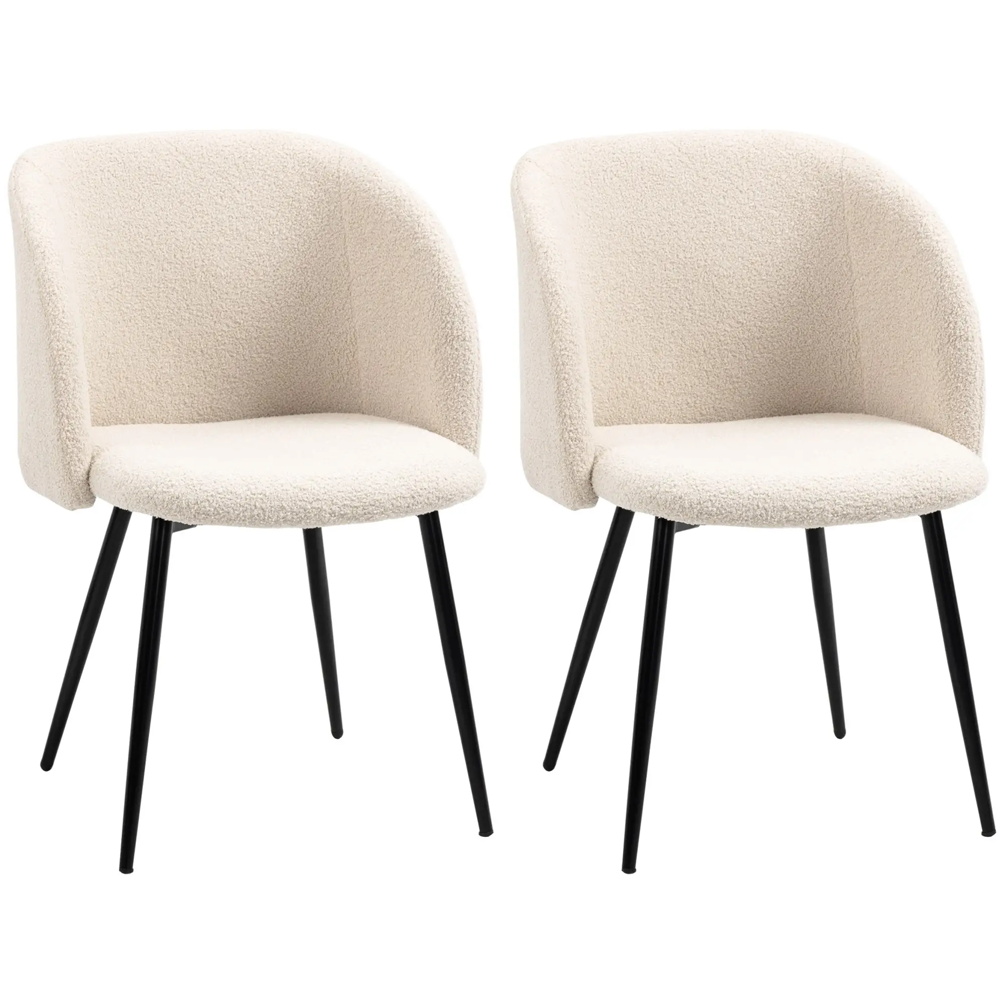 Dining Chairs Set Of 2, Sherpa Fleece Upholstered, Cream White - Image 11